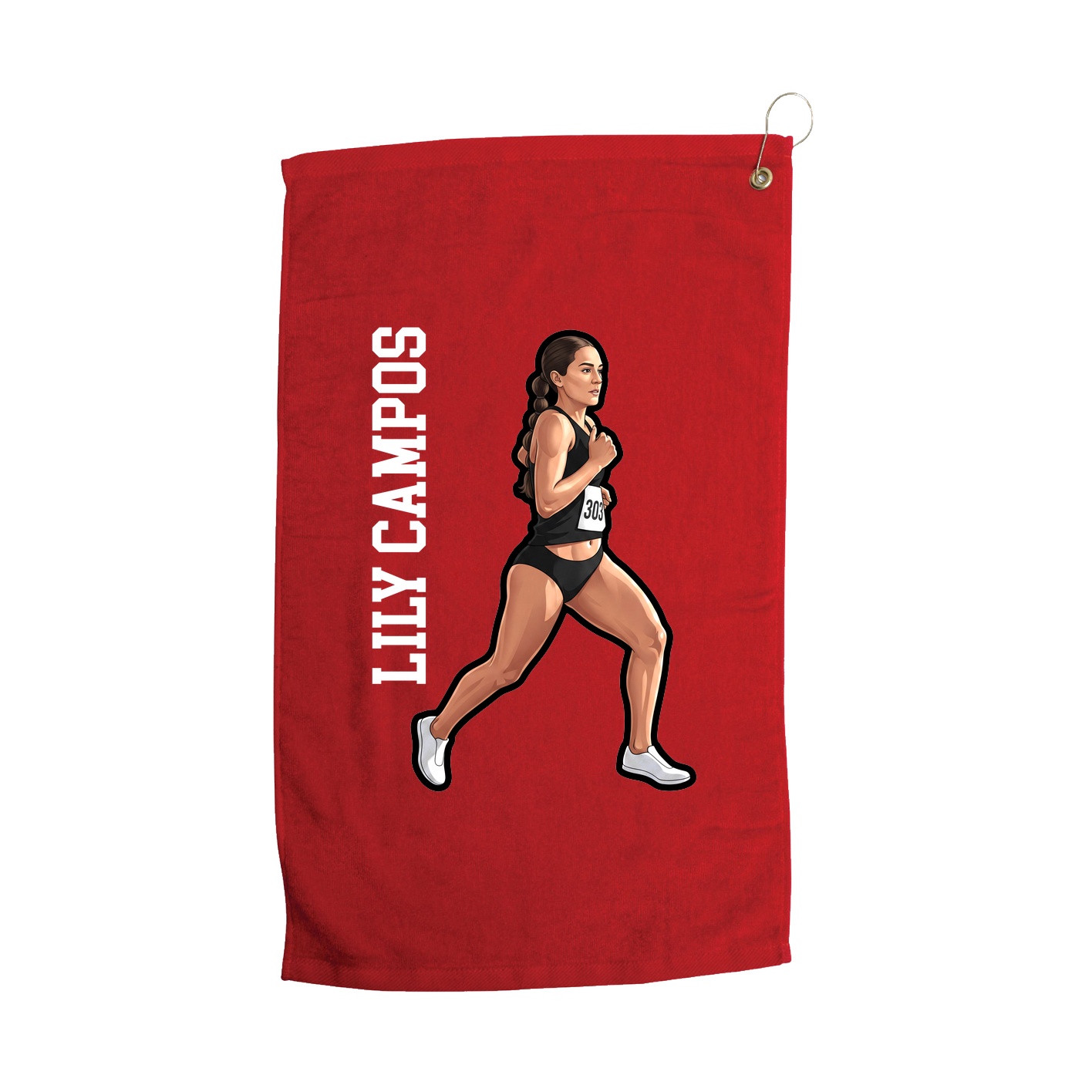Golf Towel — Name Vertical in Red