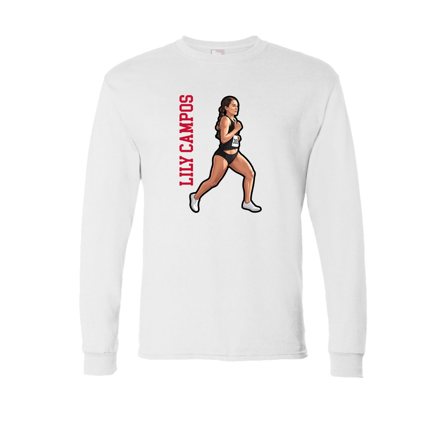Long Sleeve Tee — Name Vertical in White