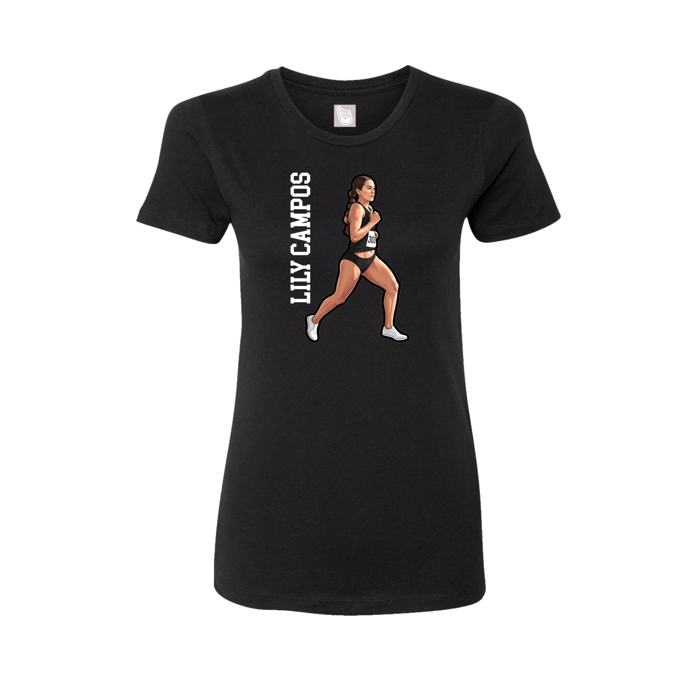 Fitted Women's Tee — Name Vertical in Black