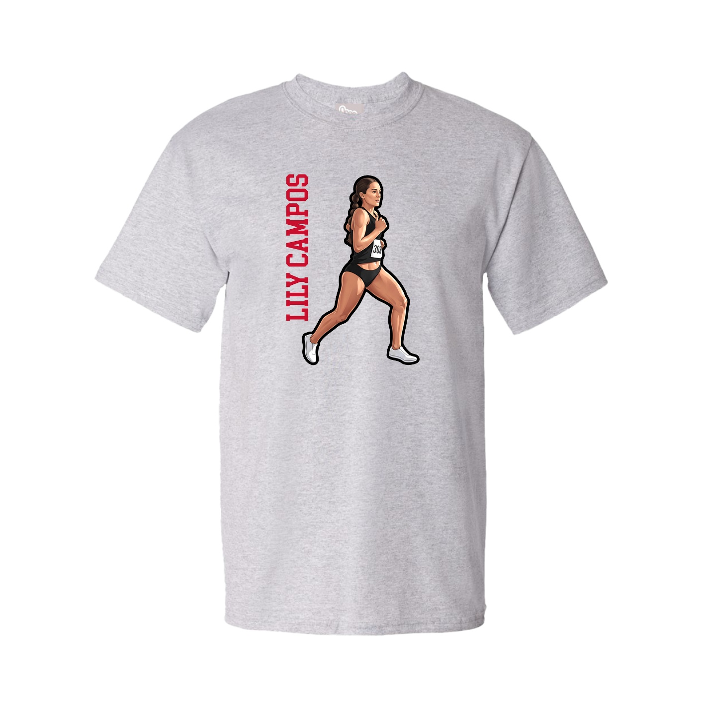 Youth Tee — Name Vertical in Grey