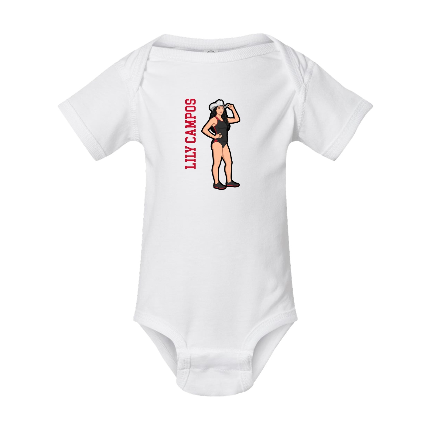 Baby Onesie — Name Vertical in White