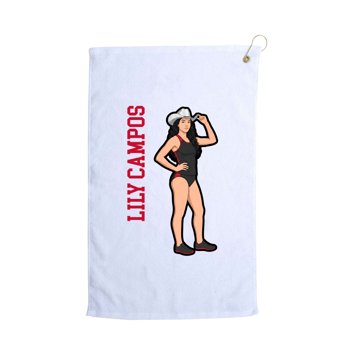 Golf Towel — Name Vertical in White