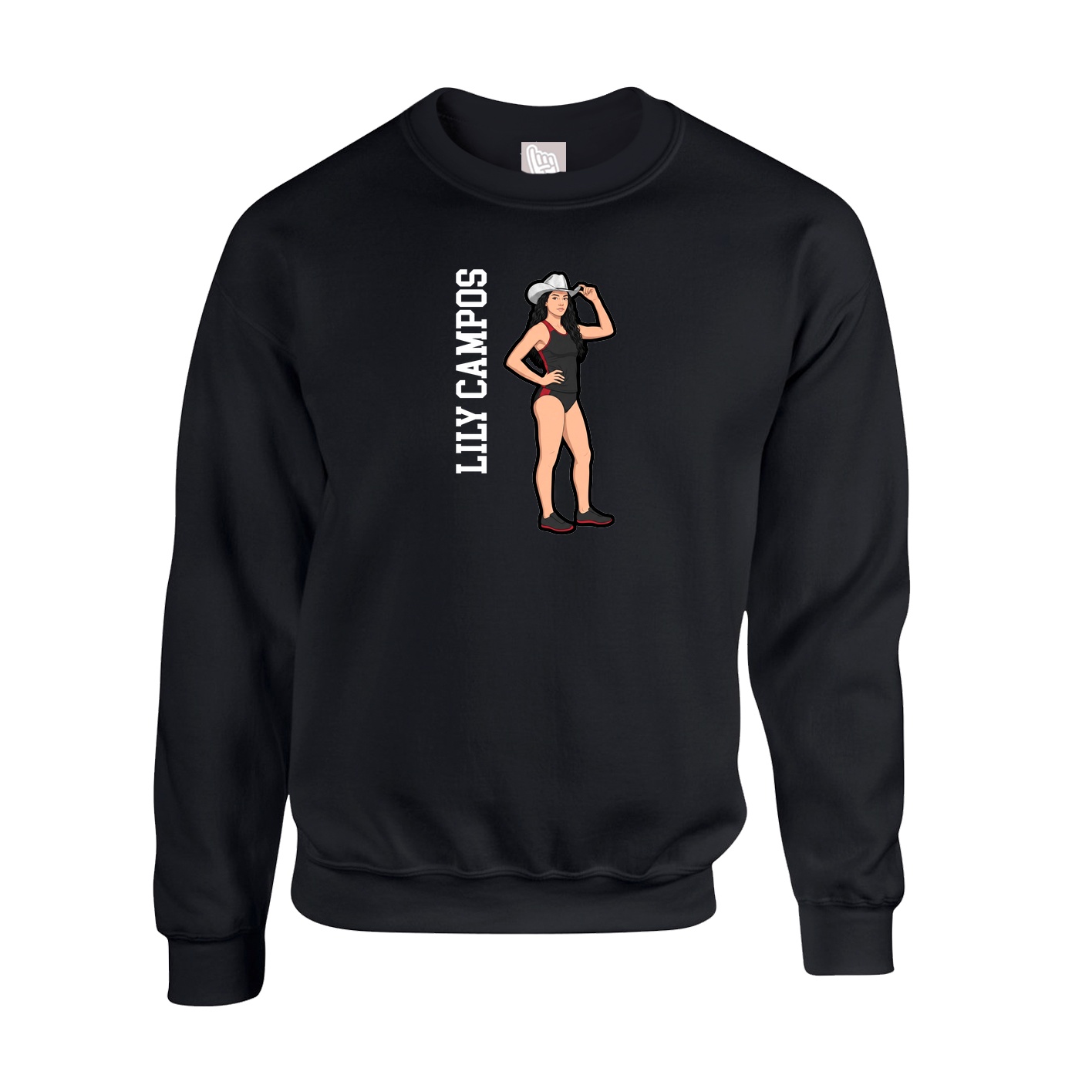 Fleece Crew — Name Vertical in Black