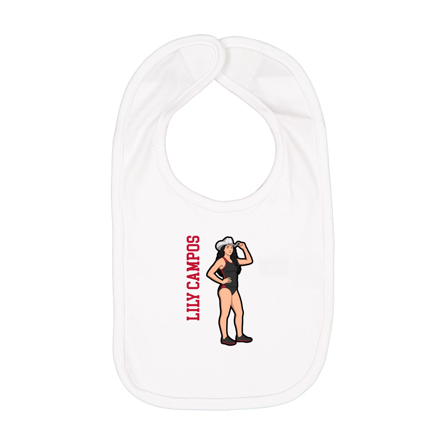 Infant Bib — Name Vertical in White