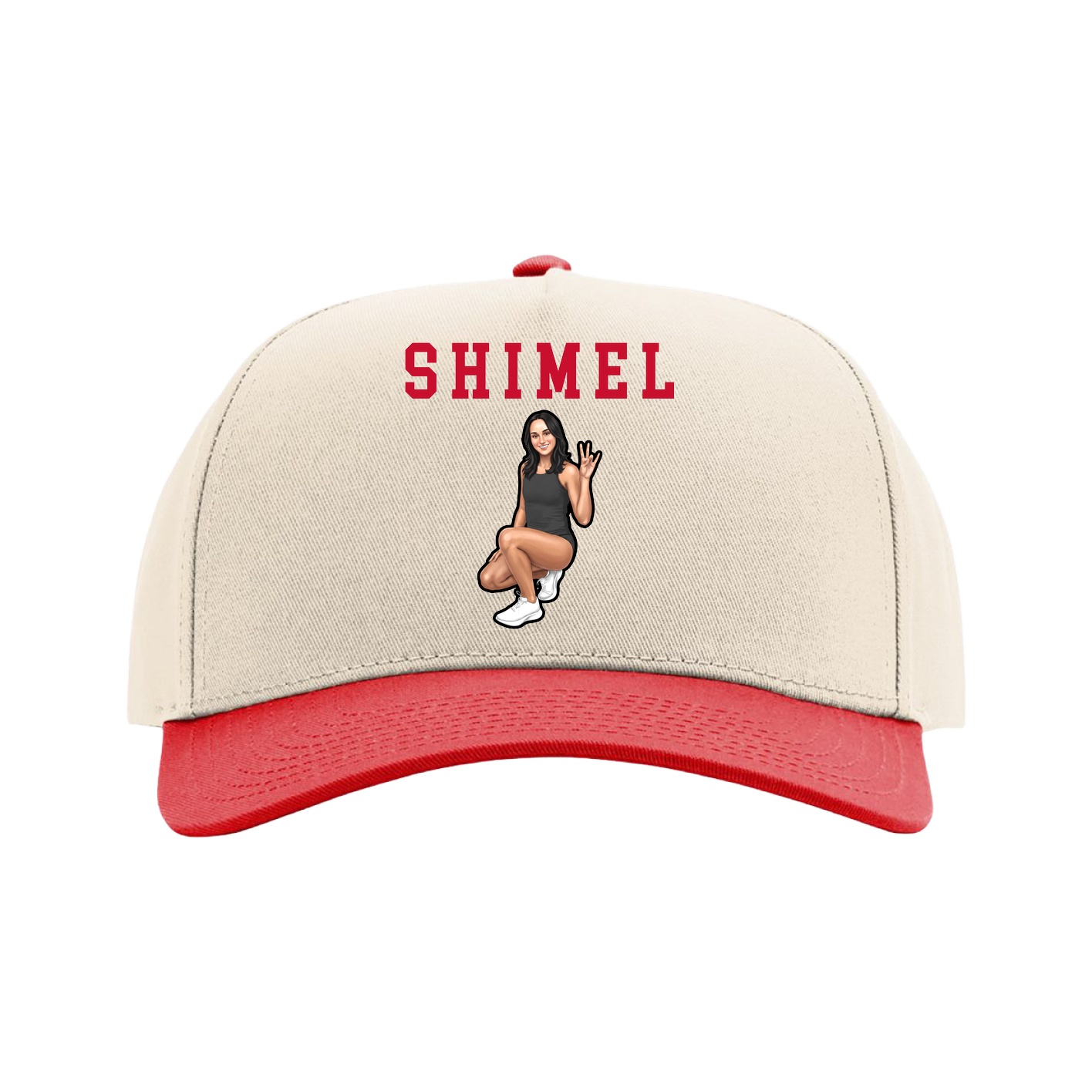 Full Fabric Five-Panel Champ Cap — Shirsey in Cream/Red