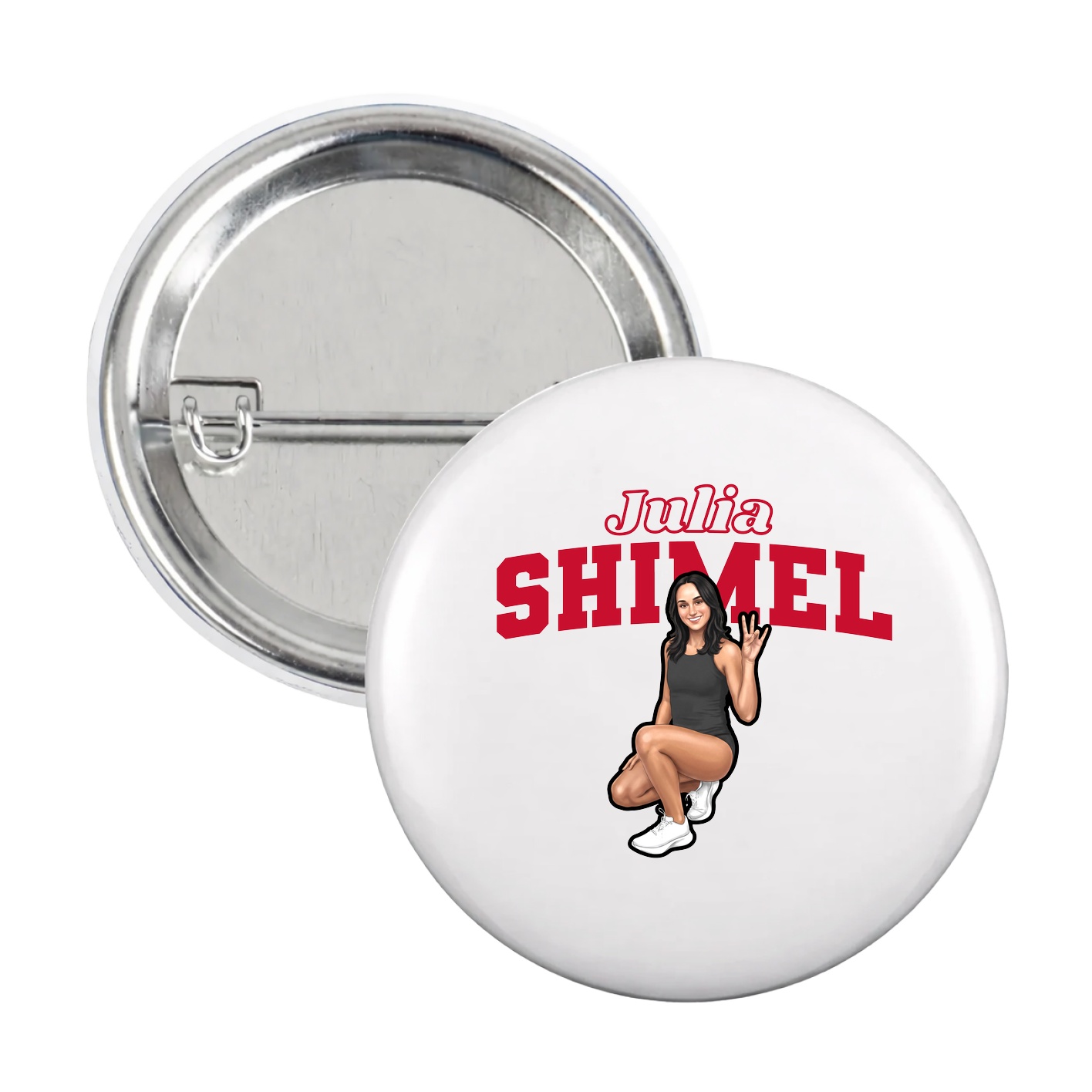 Game Day Button — Name Arch in White