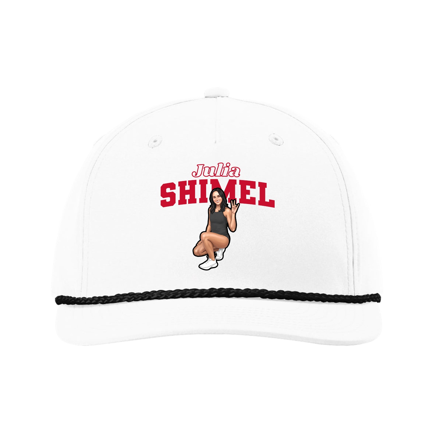 Five-Panel Classic Rope Cap — Name Arch in White