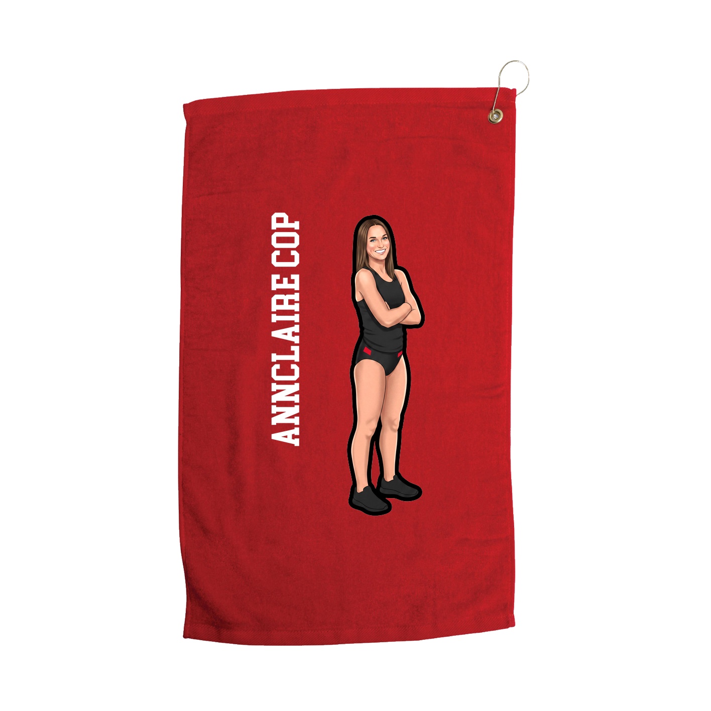 Golf Towel — Name Vertical in Red