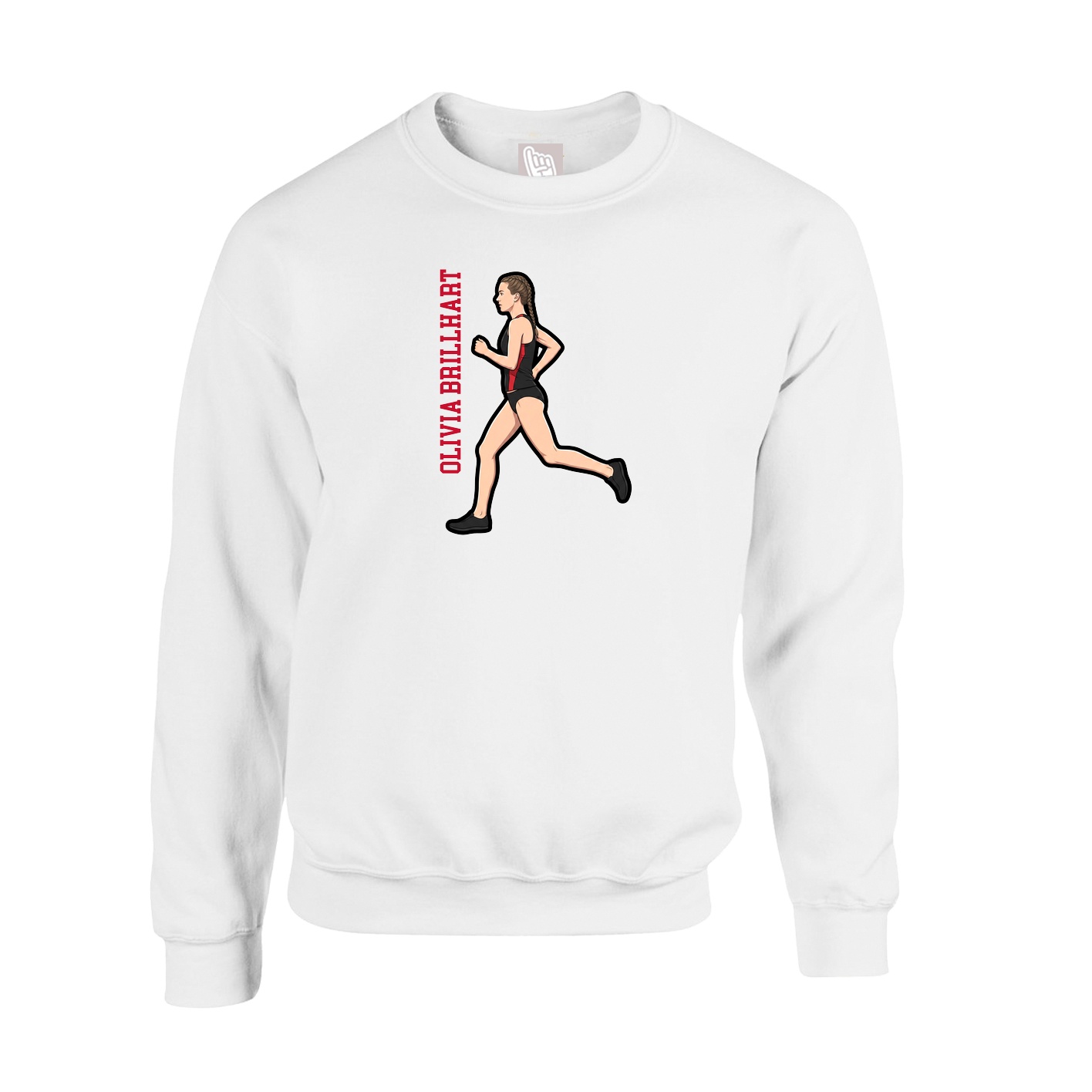 Fleece Crew — Name Vertical in White