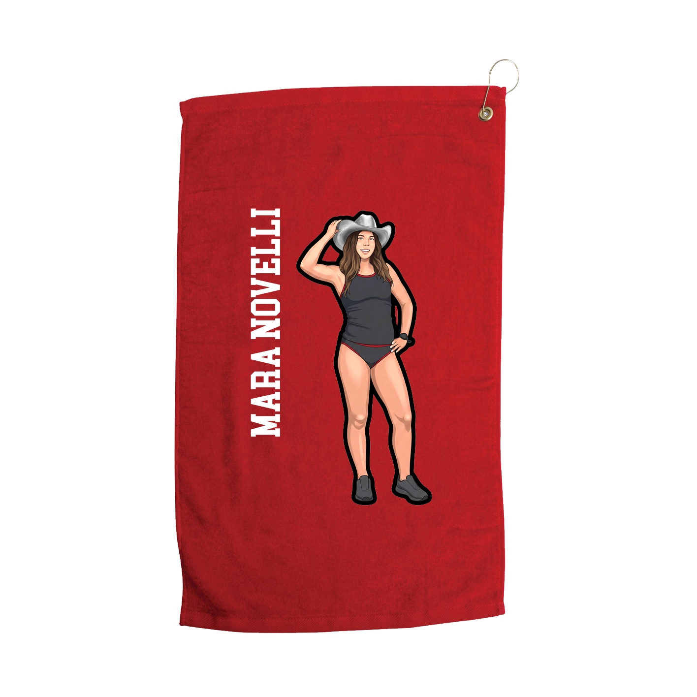 Golf Towel — Name Vertical in Red