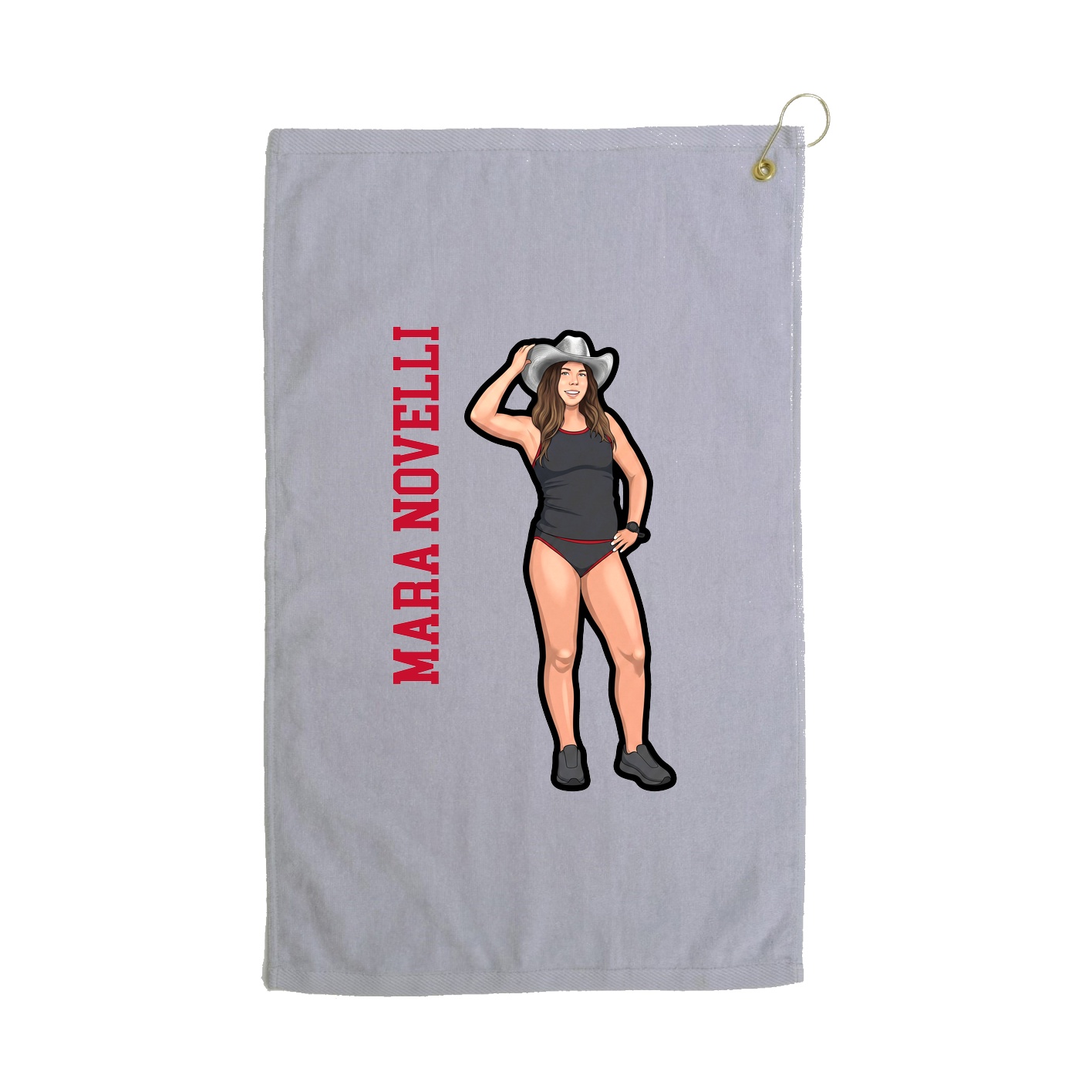 Golf Towel — Name Vertical in Grey