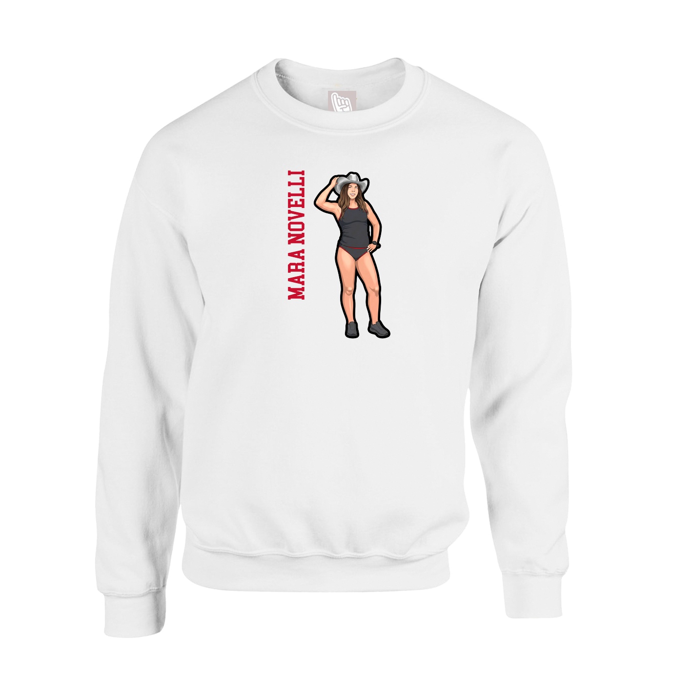 Fleece Crew — Name Vertical in White