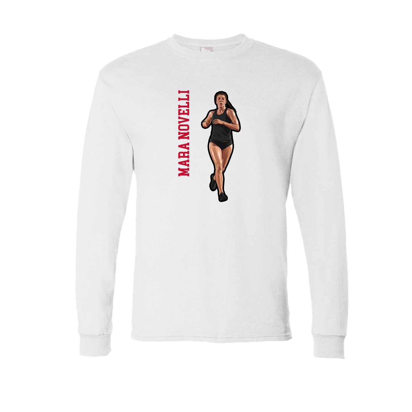 Long Sleeve Tee — Name Vertical in White