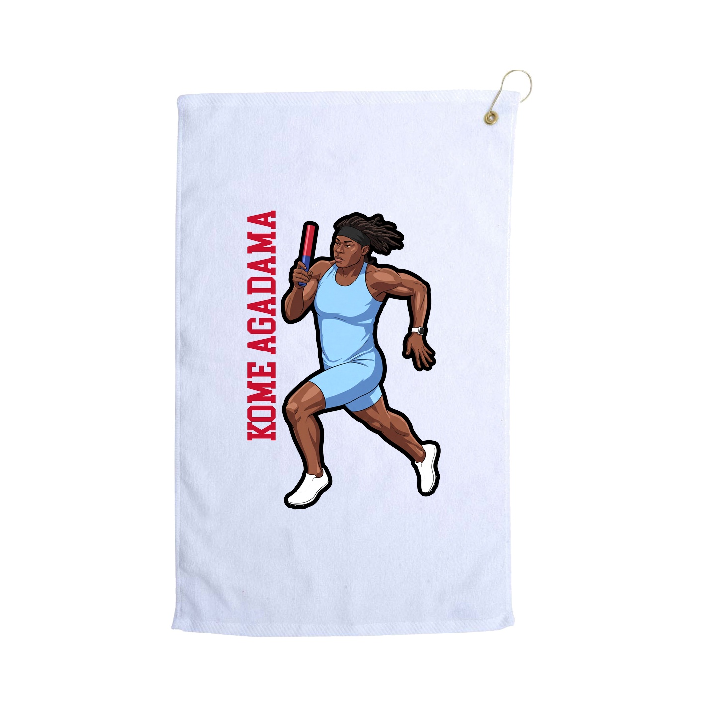 Golf Towel — Name Vertical in White