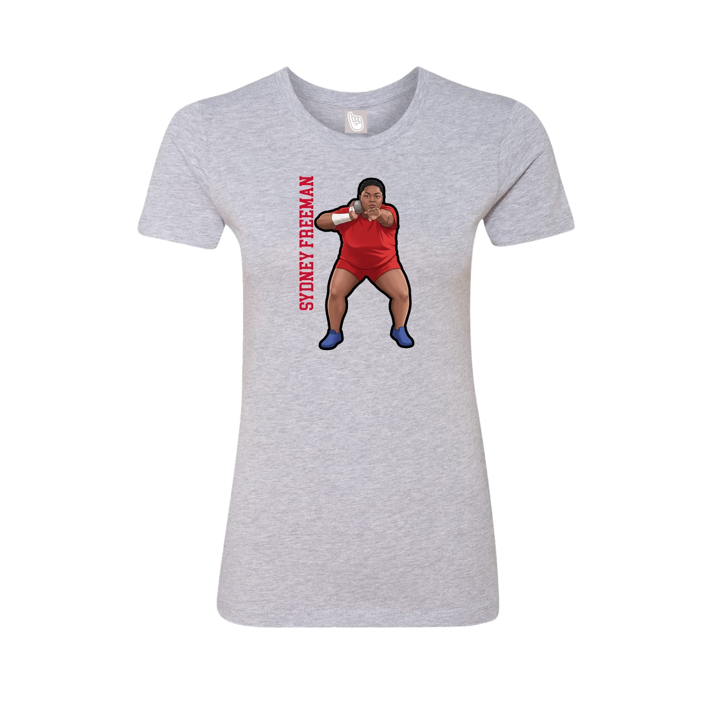 Fitted Women's Tee — Name Vertical in Grey