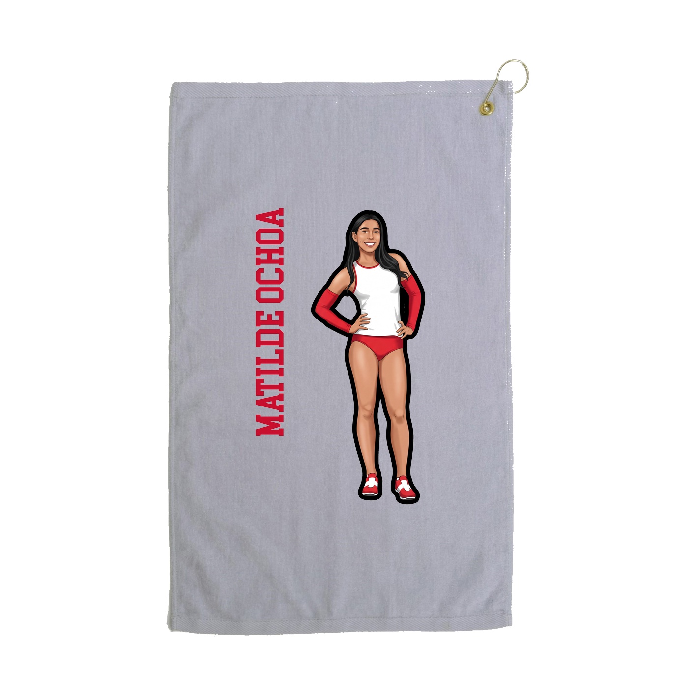 Golf Towel — Name Vertical in Grey