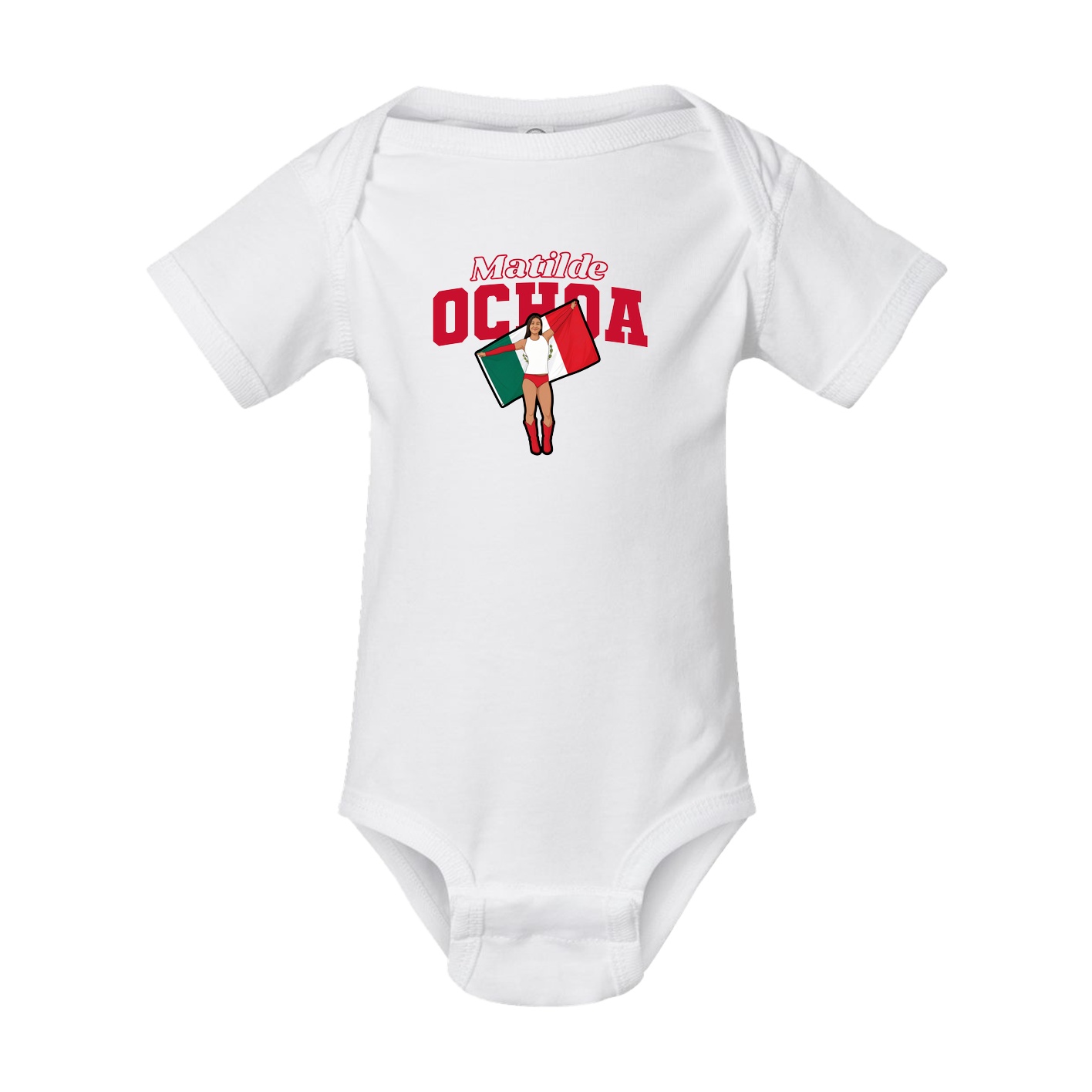 Baby Onesie — Name Arch in White