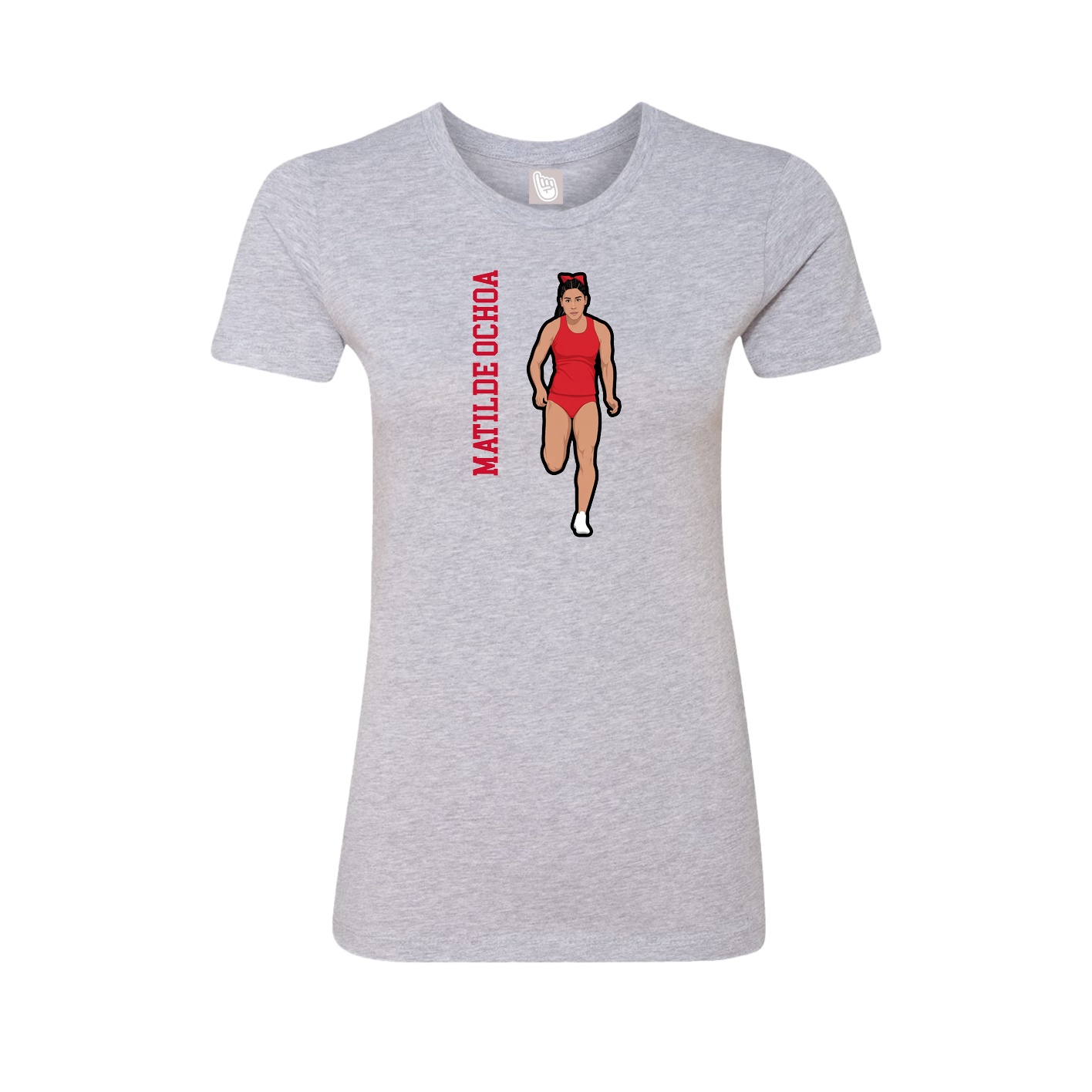 Fitted Women's Tee — Name Vertical in Grey