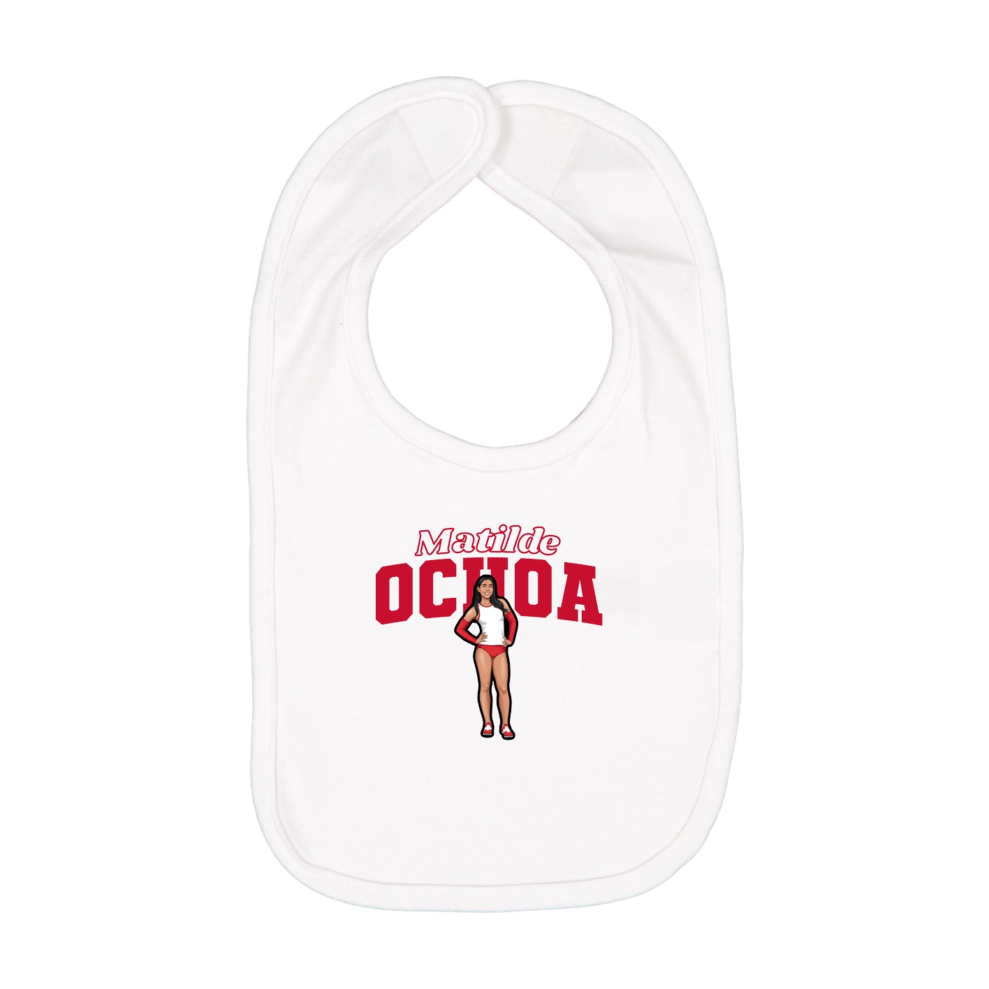 Infant Bib — Name Arch in White