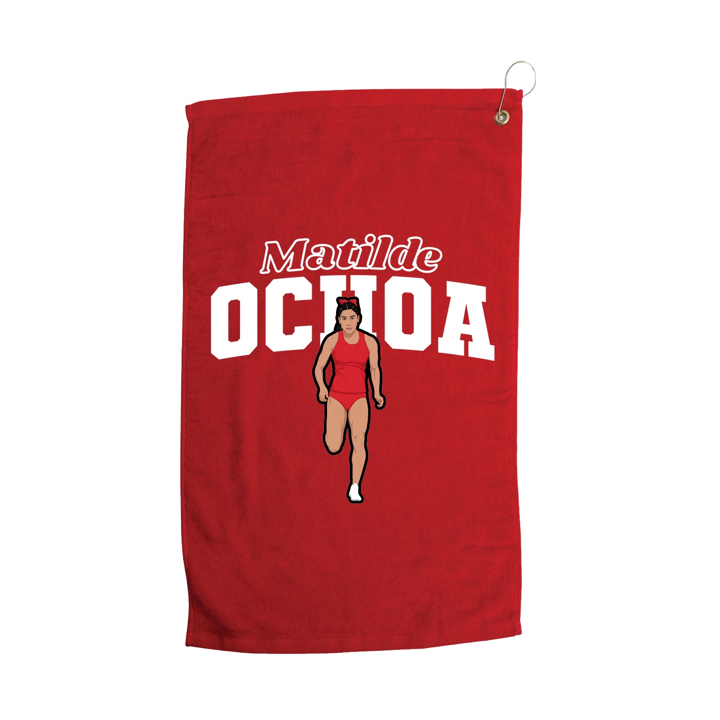 Golf Towel — Name Arch in Red