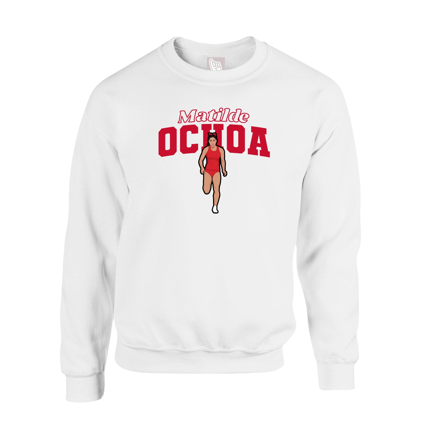 Fleece Crew — Name Arch in White
