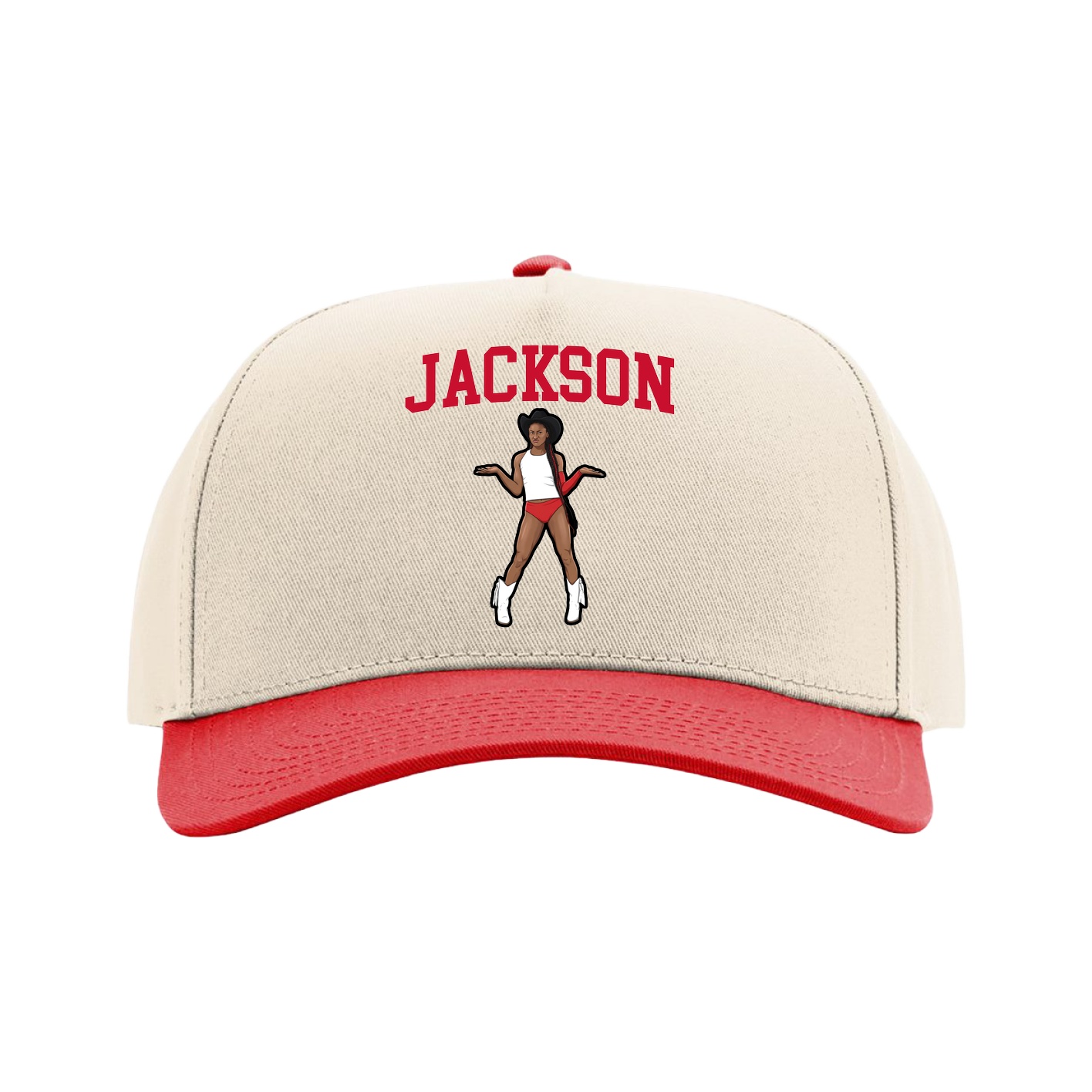 Full Fabric Five-Panel Champ Cap — Shirsey in Cream/Red
