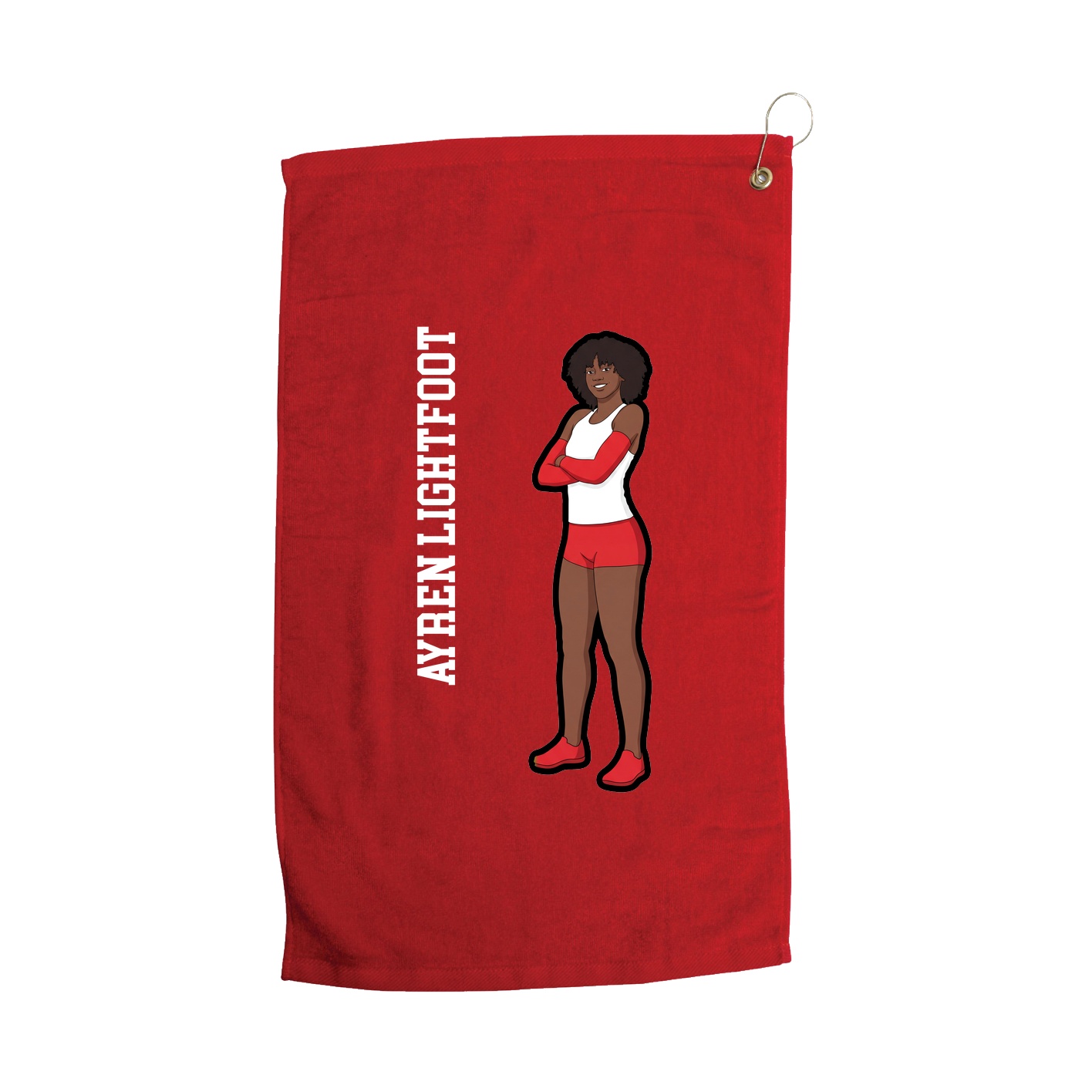 Golf Towel — Name Vertical in Red