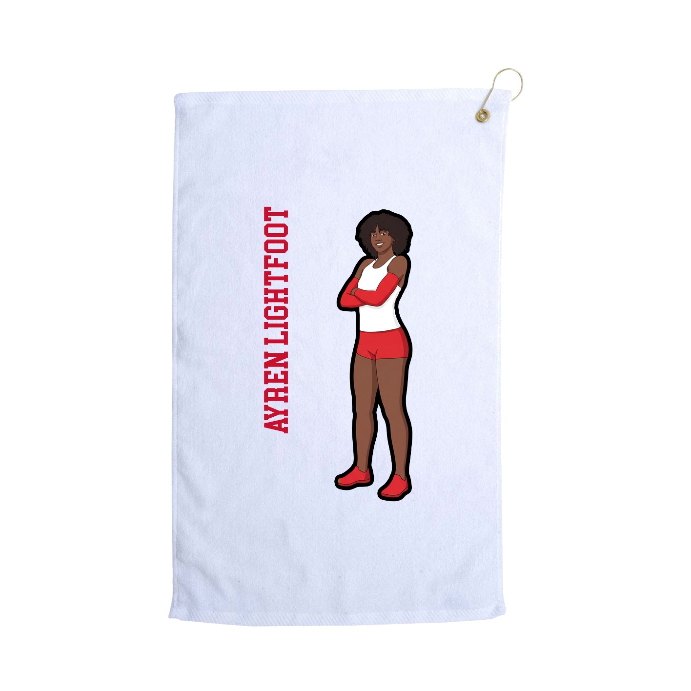 Golf Towel — Name Vertical in White