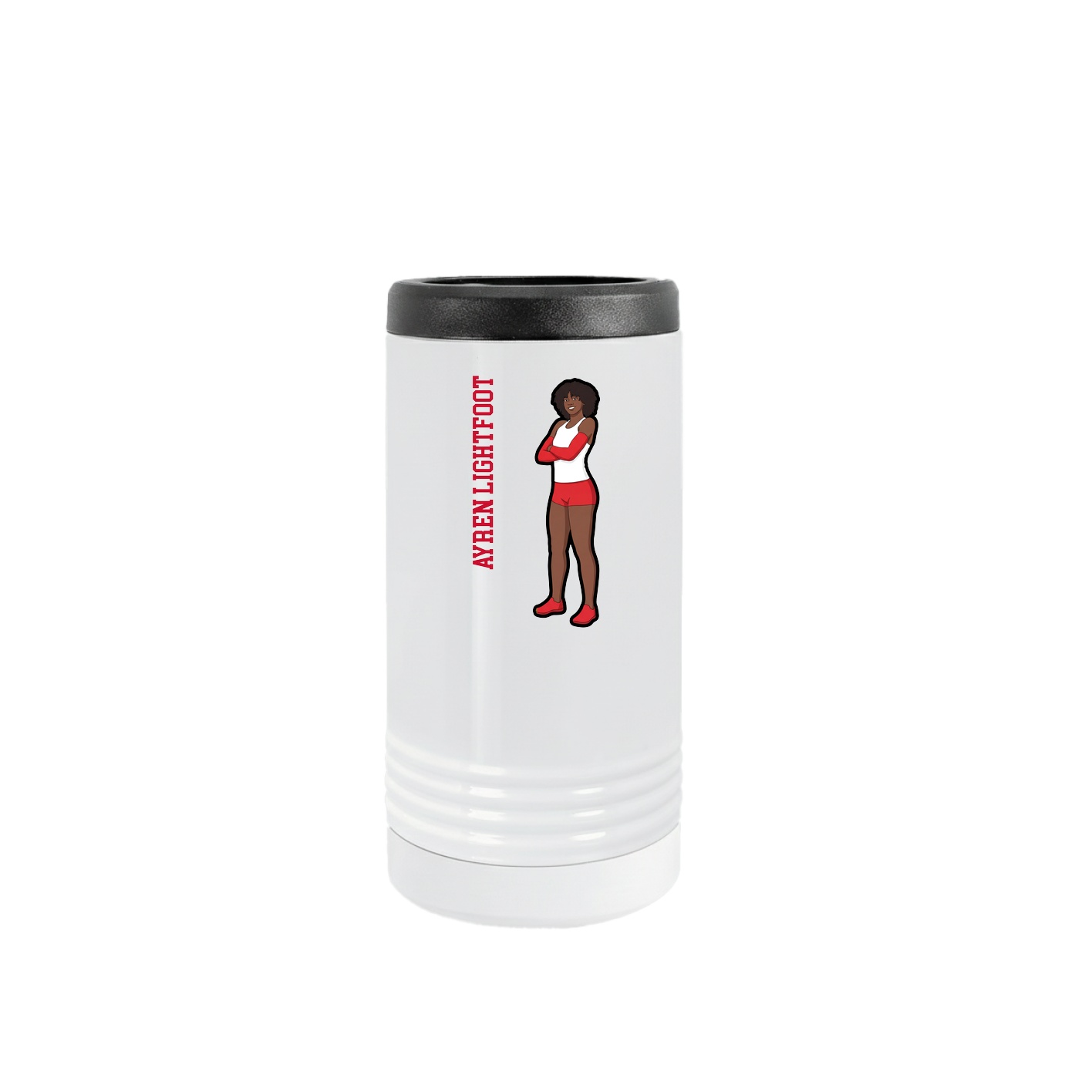 Slim Beverage Holder — Name Vertical in White