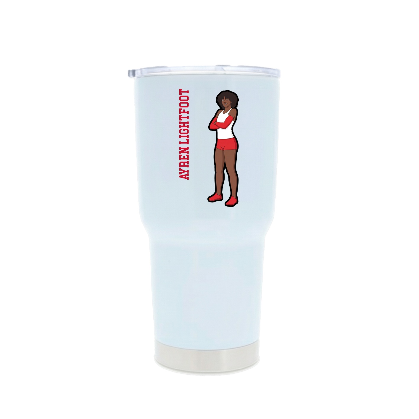 30oz Stainless Steel Tumbler — Name Vertical in White