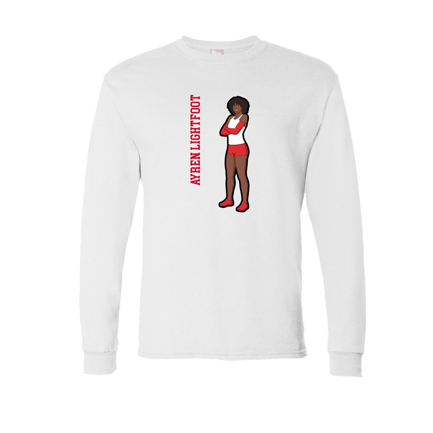 Long Sleeve Tee — Name Vertical in White