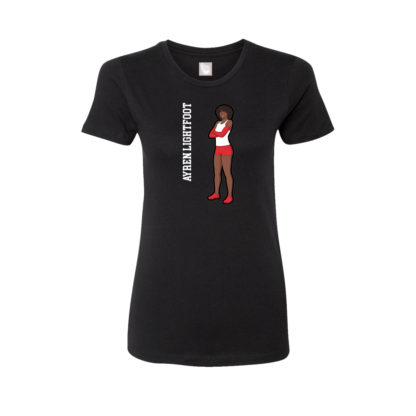 Fitted Women's Tee — Name Vertical in Black