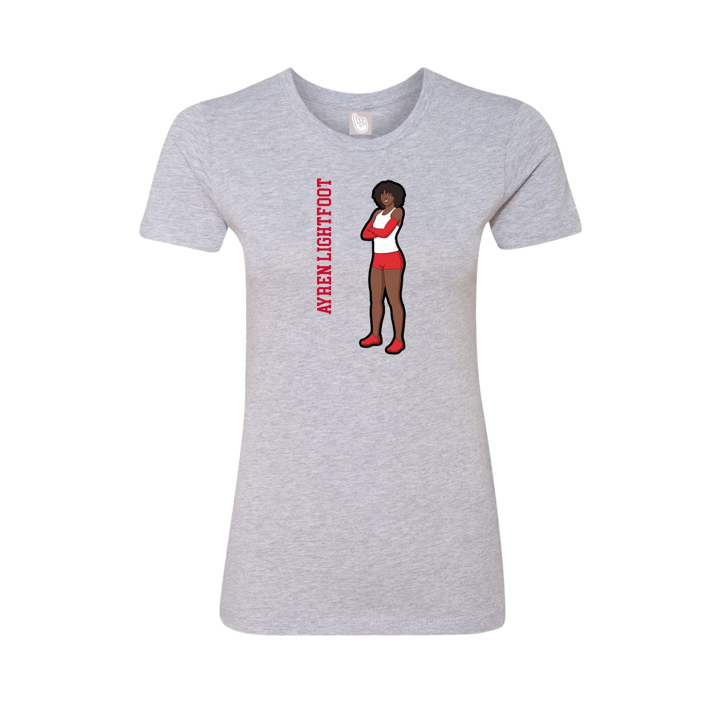 Womens Tee — Name Vertical in Grey
