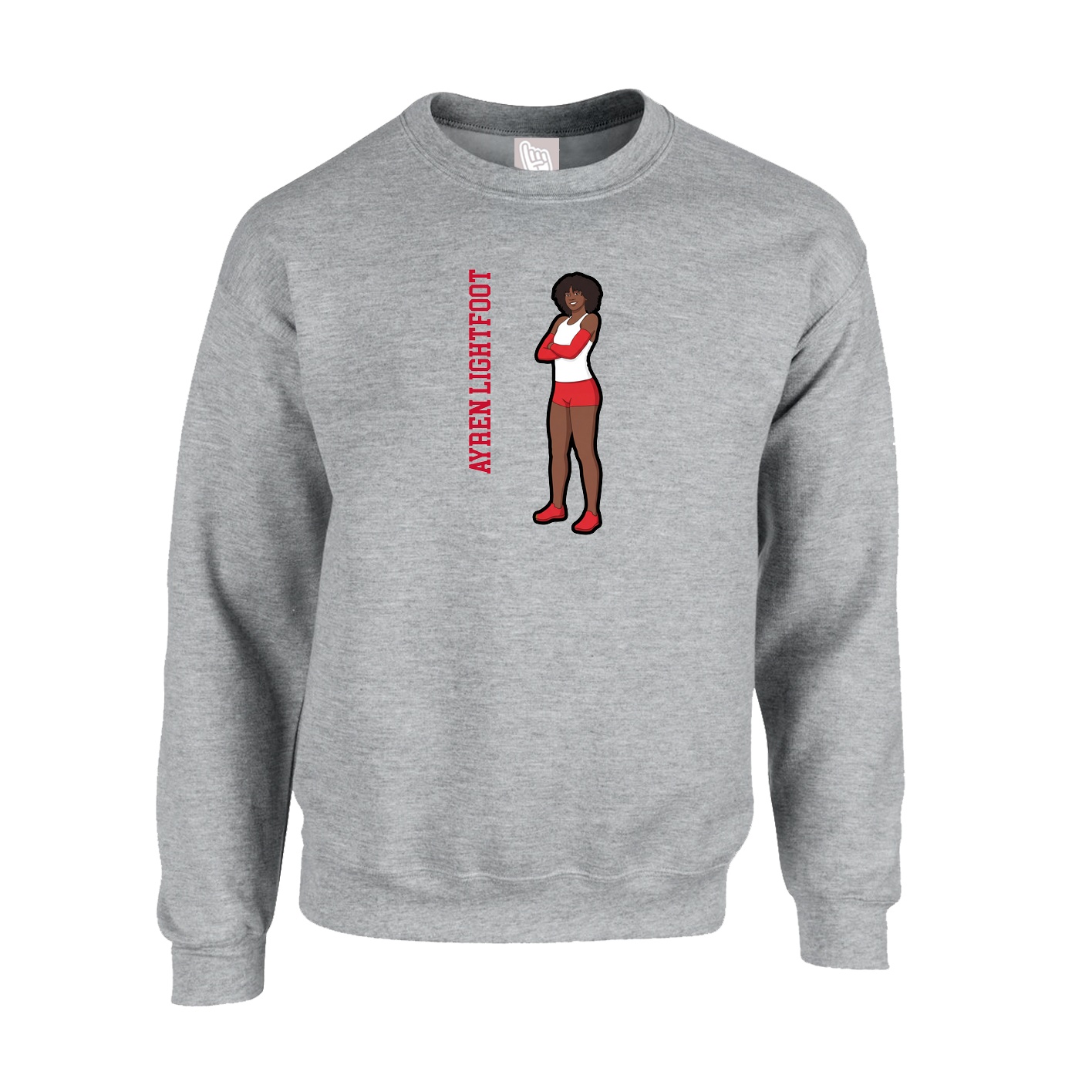 Fleece Crew — Name Vertical in Grey