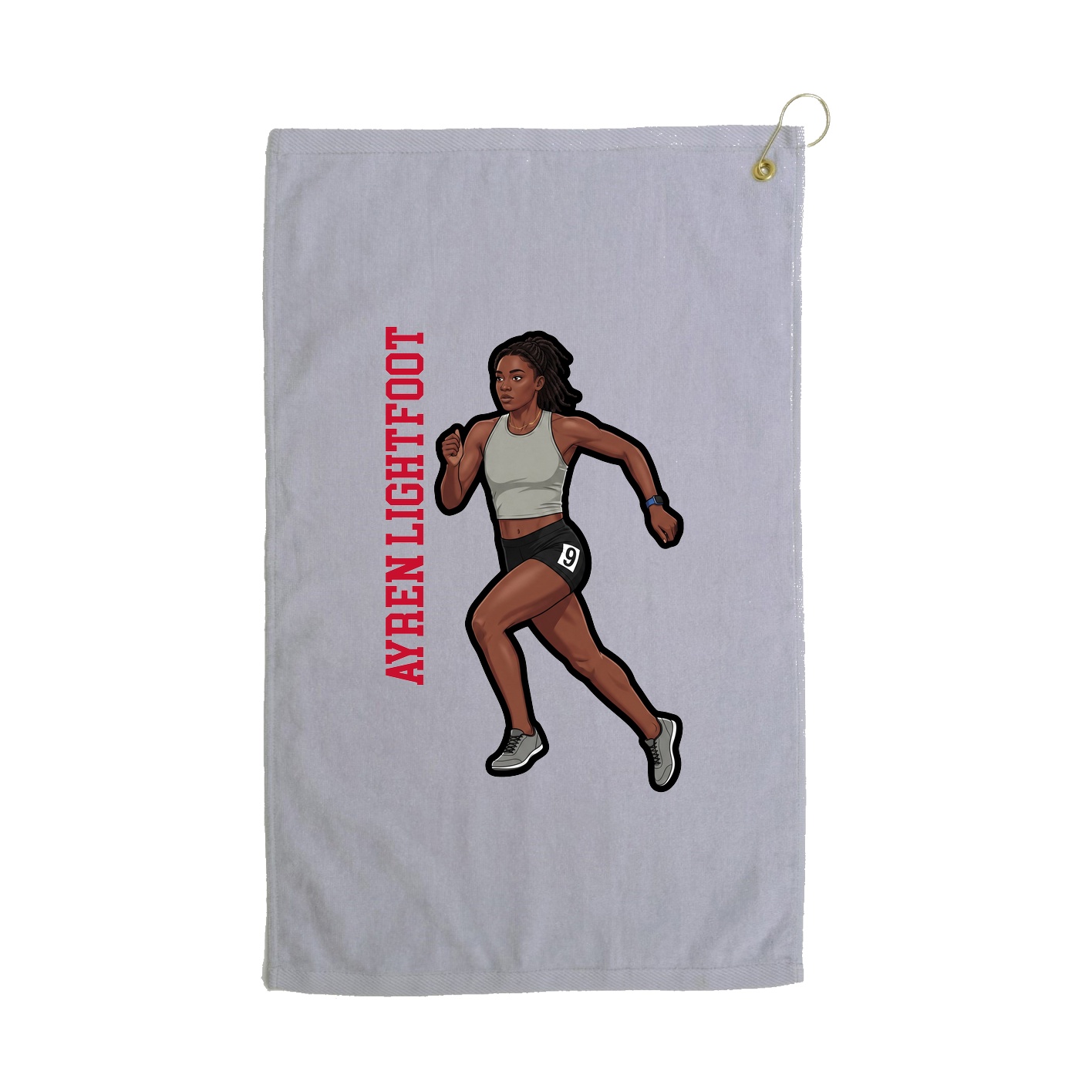 Golf Towel — Name Vertical in Grey