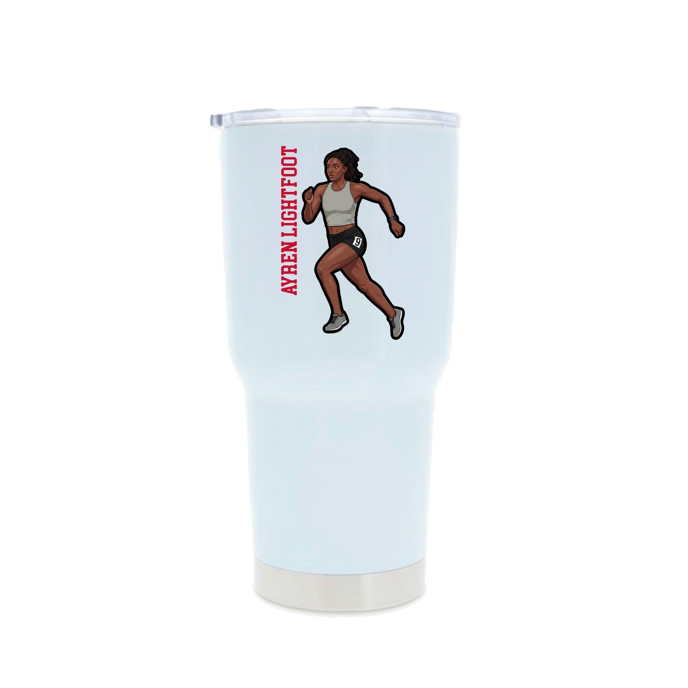 30oz Stainless Steel Tumbler — Name Vertical in White