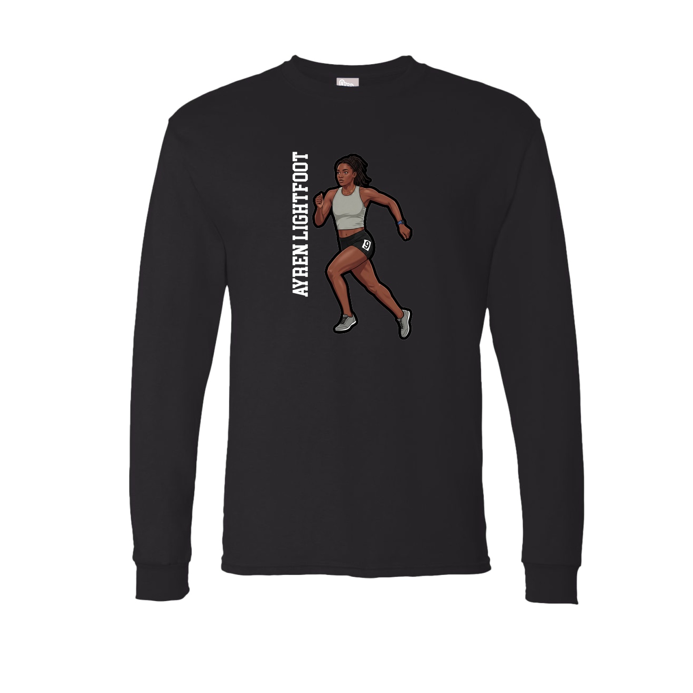 Long Sleeve Tee — Name Vertical in Black