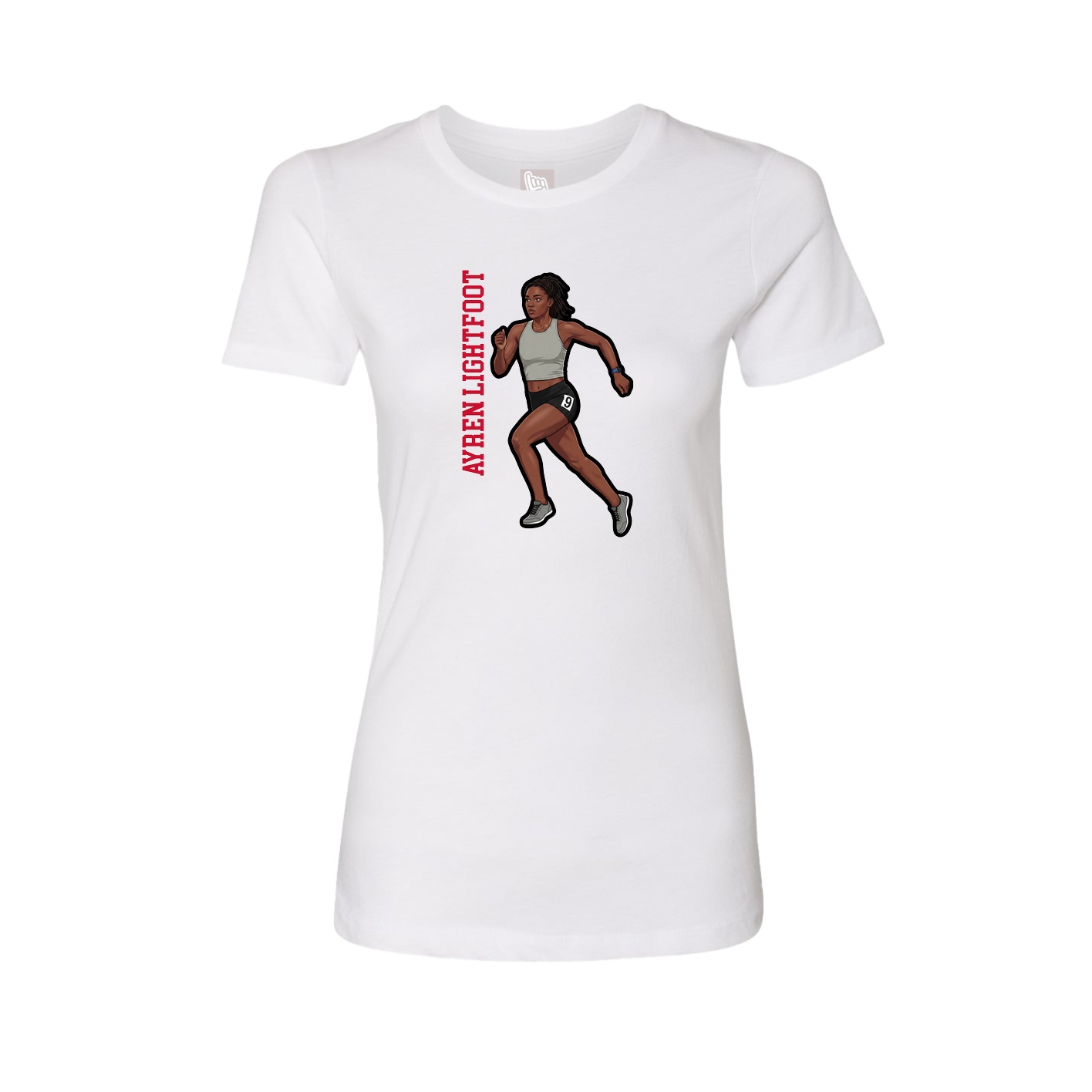 Womens Tee — Name Vertical in White