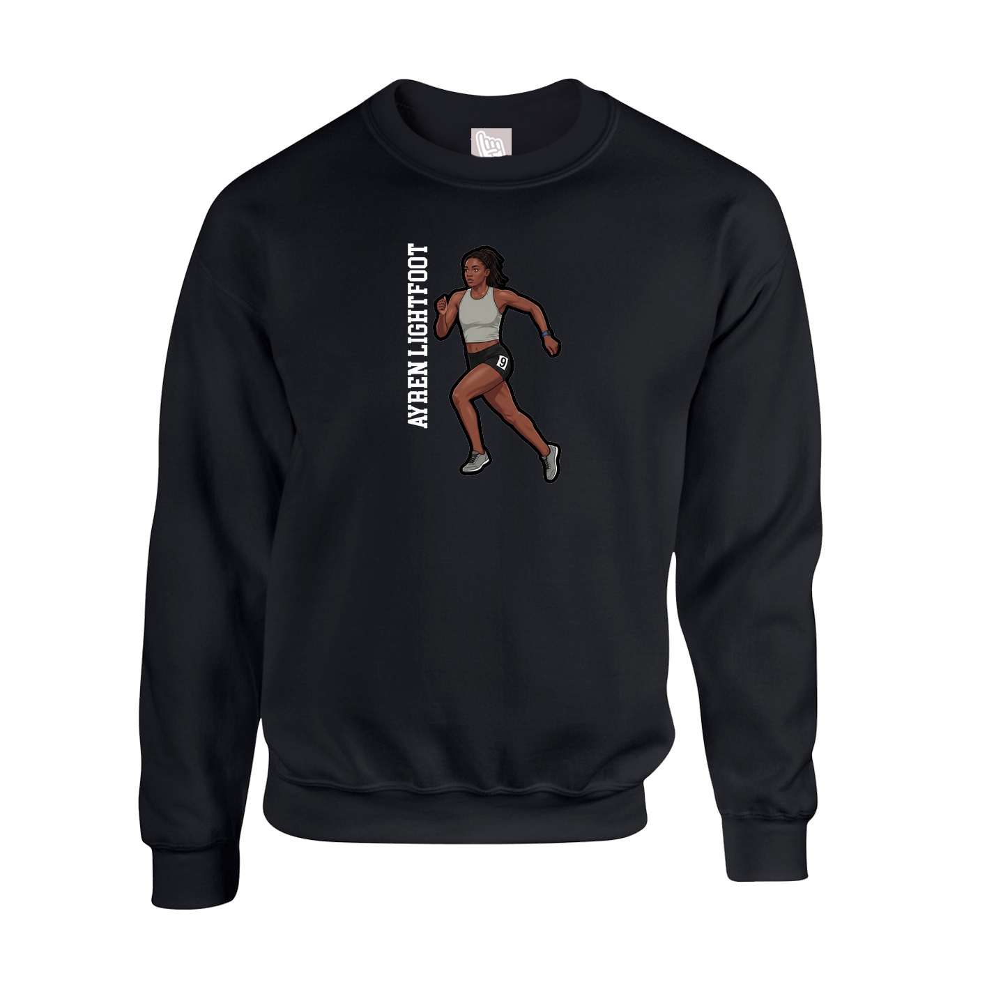 Fleece Crew — Name Vertical in Black