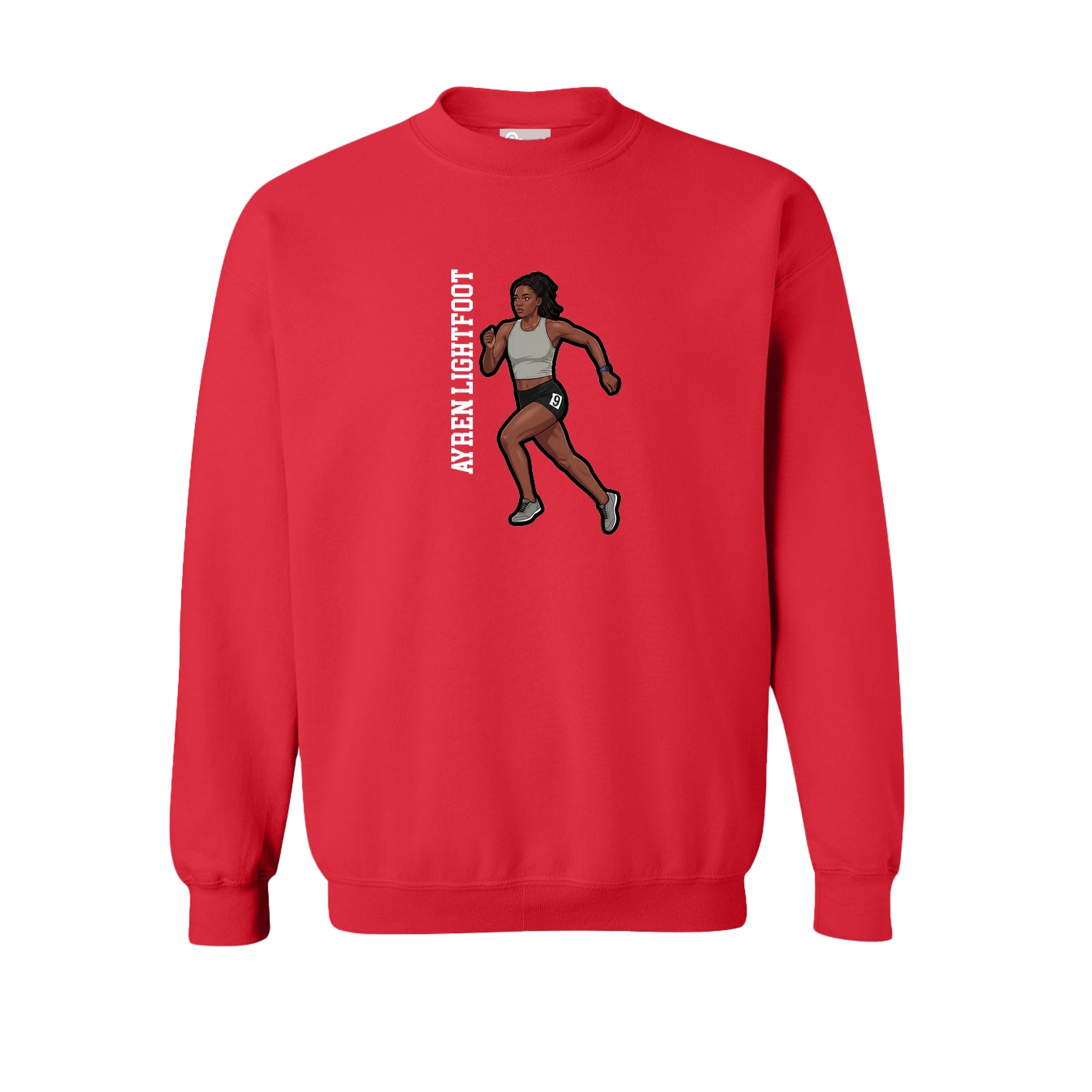 Fleece Crew — Name Vertical in Red