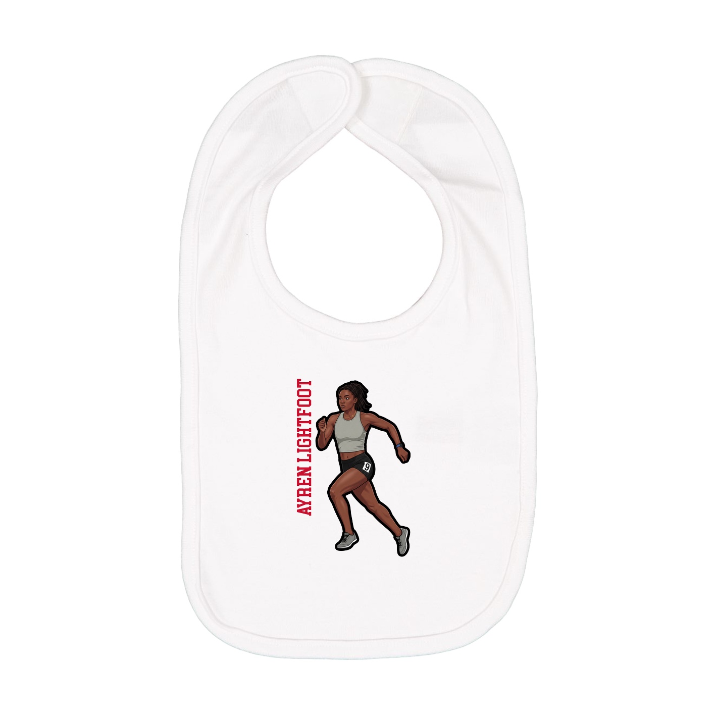 Infant Bib — Name Vertical in White