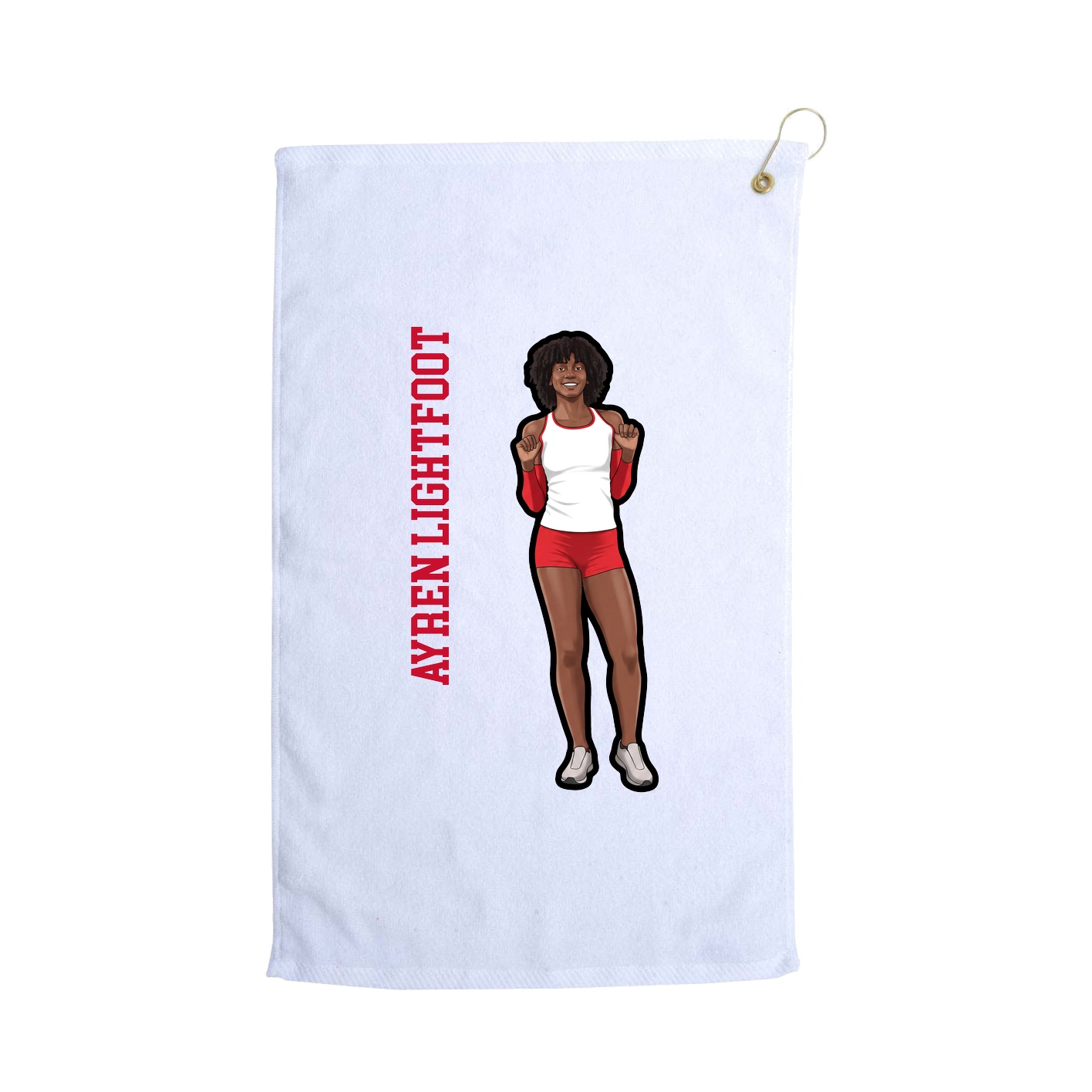 Golf Towel — Name Vertical in White