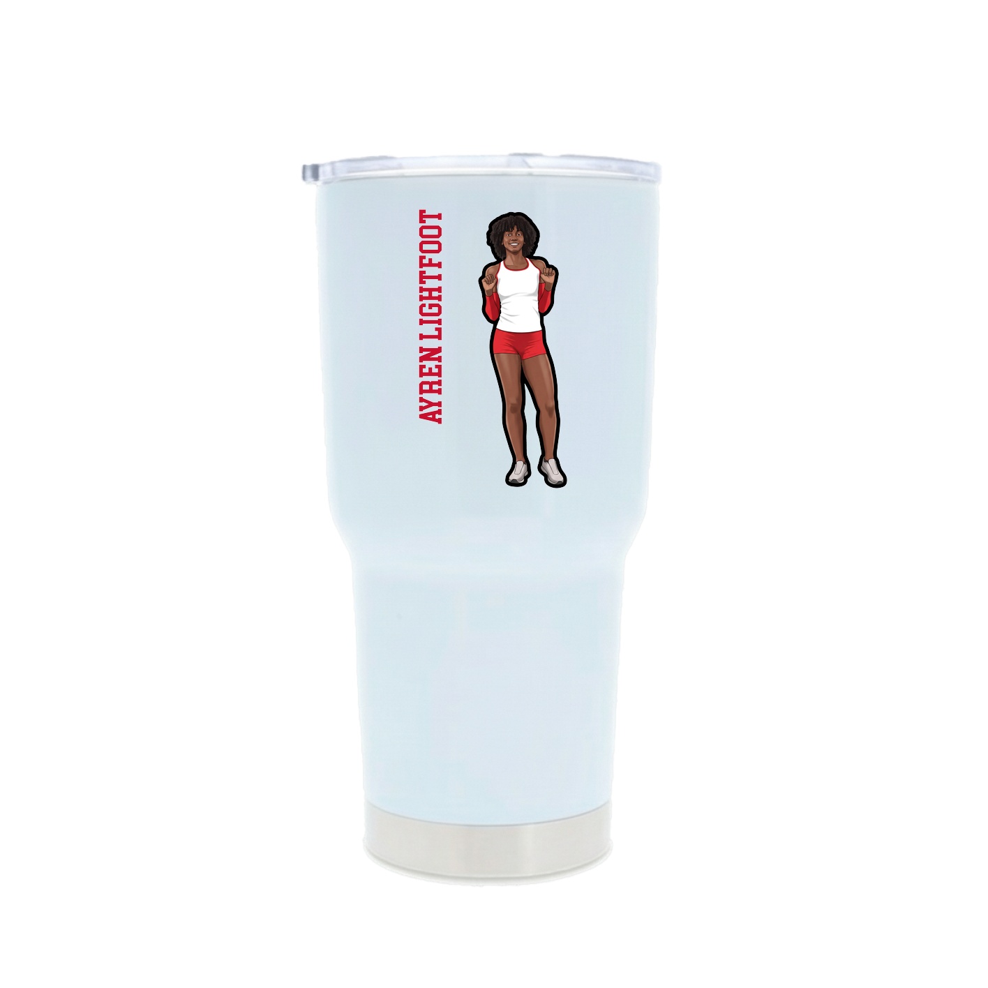 30oz Stainless Steel Tumbler — Name Vertical in White
