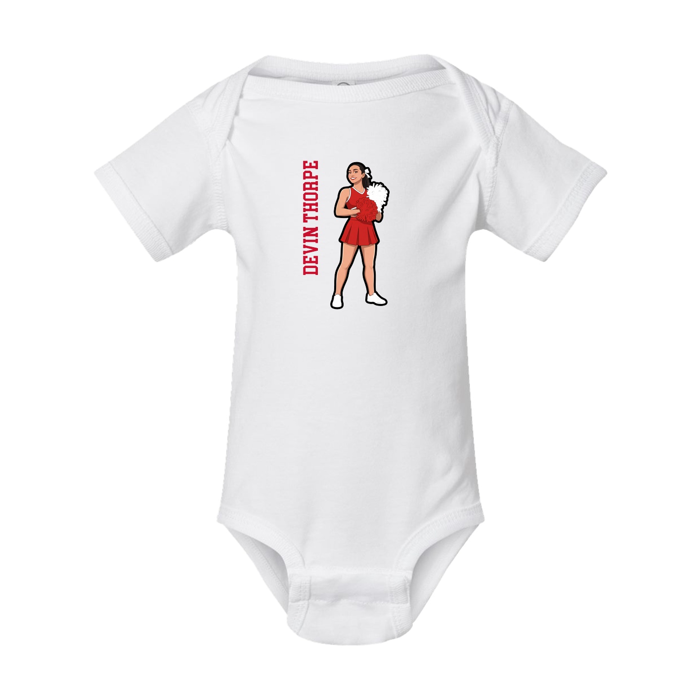 Baby Onesie — Name Vertical in White