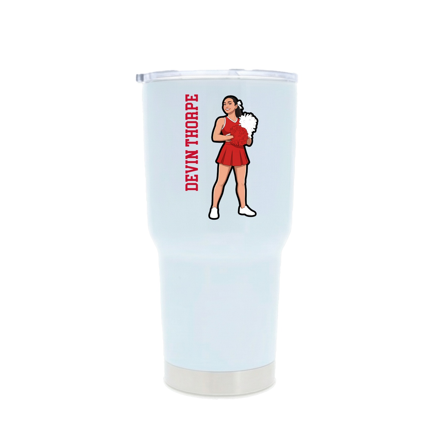 30oz Stainless Steel Tumbler — Name Vertical in White