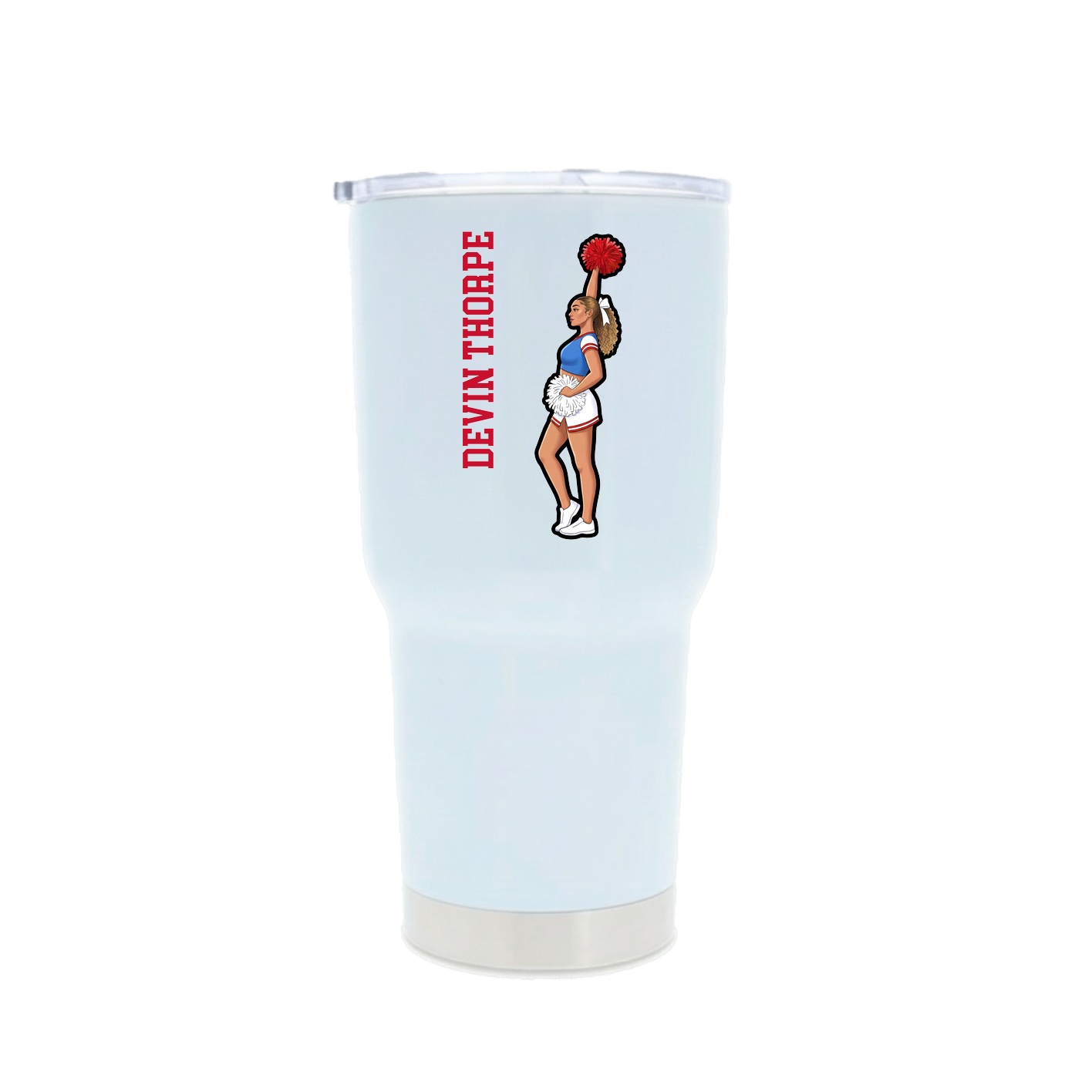 30oz Stainless Steel Tumbler — Name Vertical in White