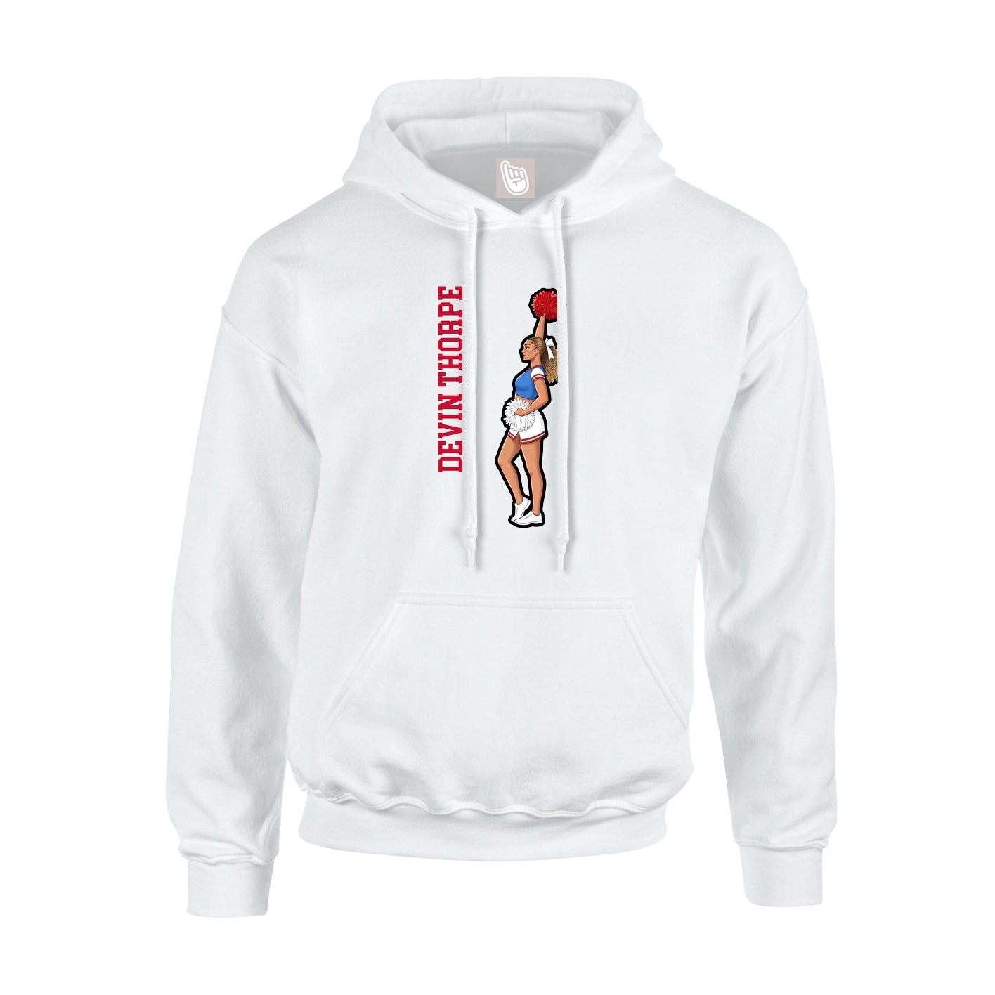 Youth Hoodie — Name Vertical in White