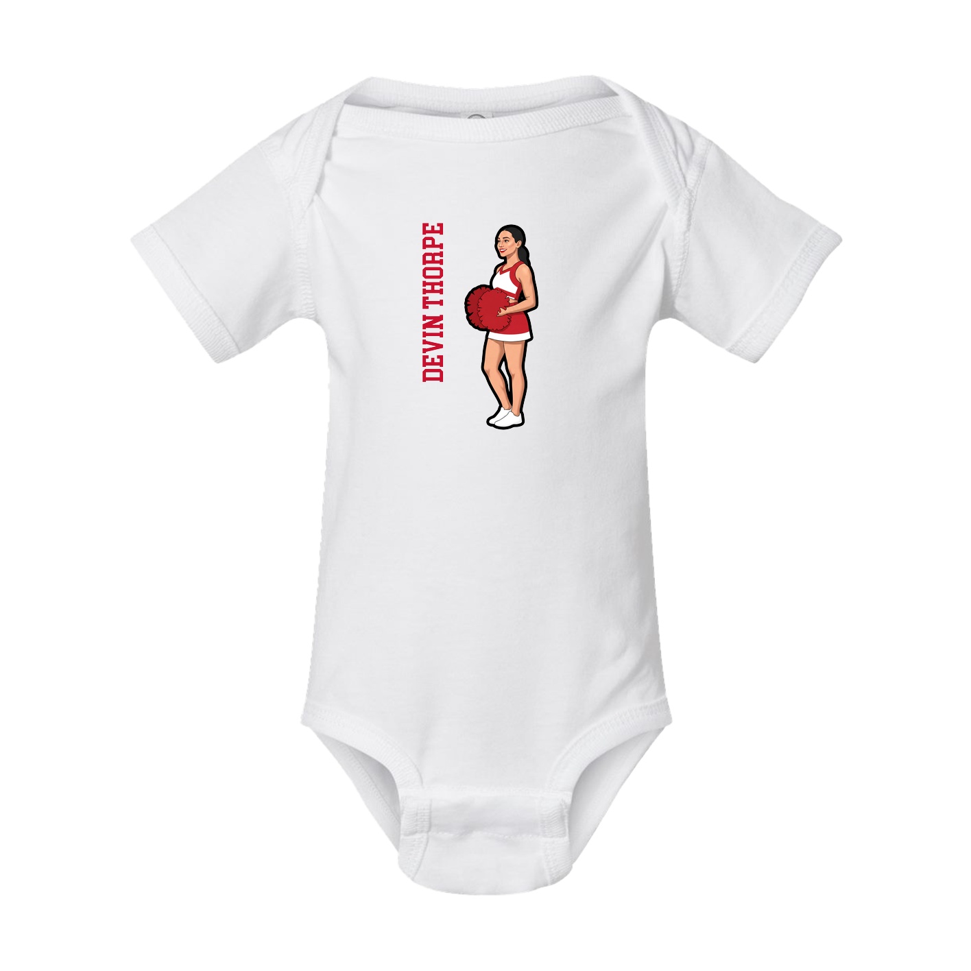Baby Onesie — Name Vertical in White