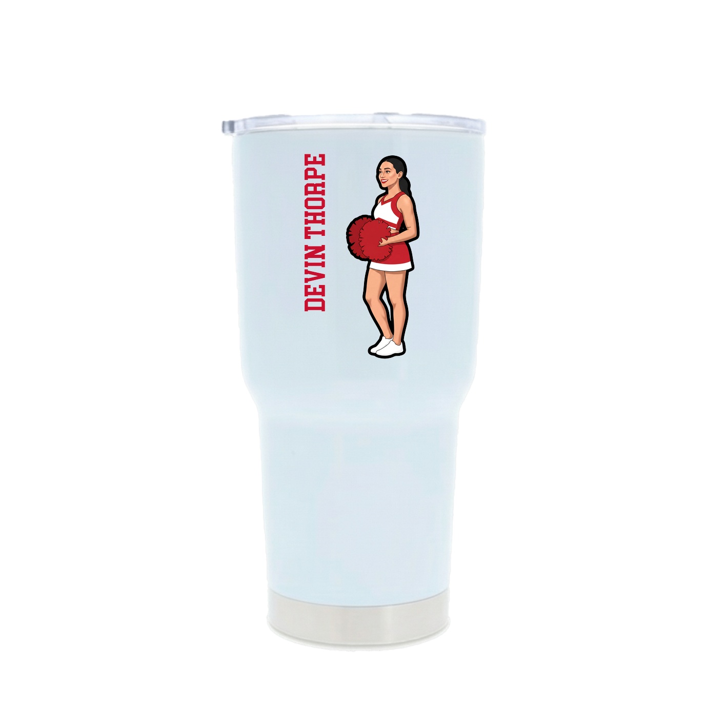30oz Stainless Steel Tumbler — Name Vertical in White