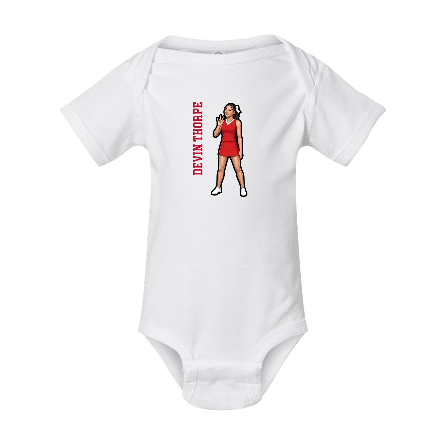 Baby Onesie — Name Vertical in White
